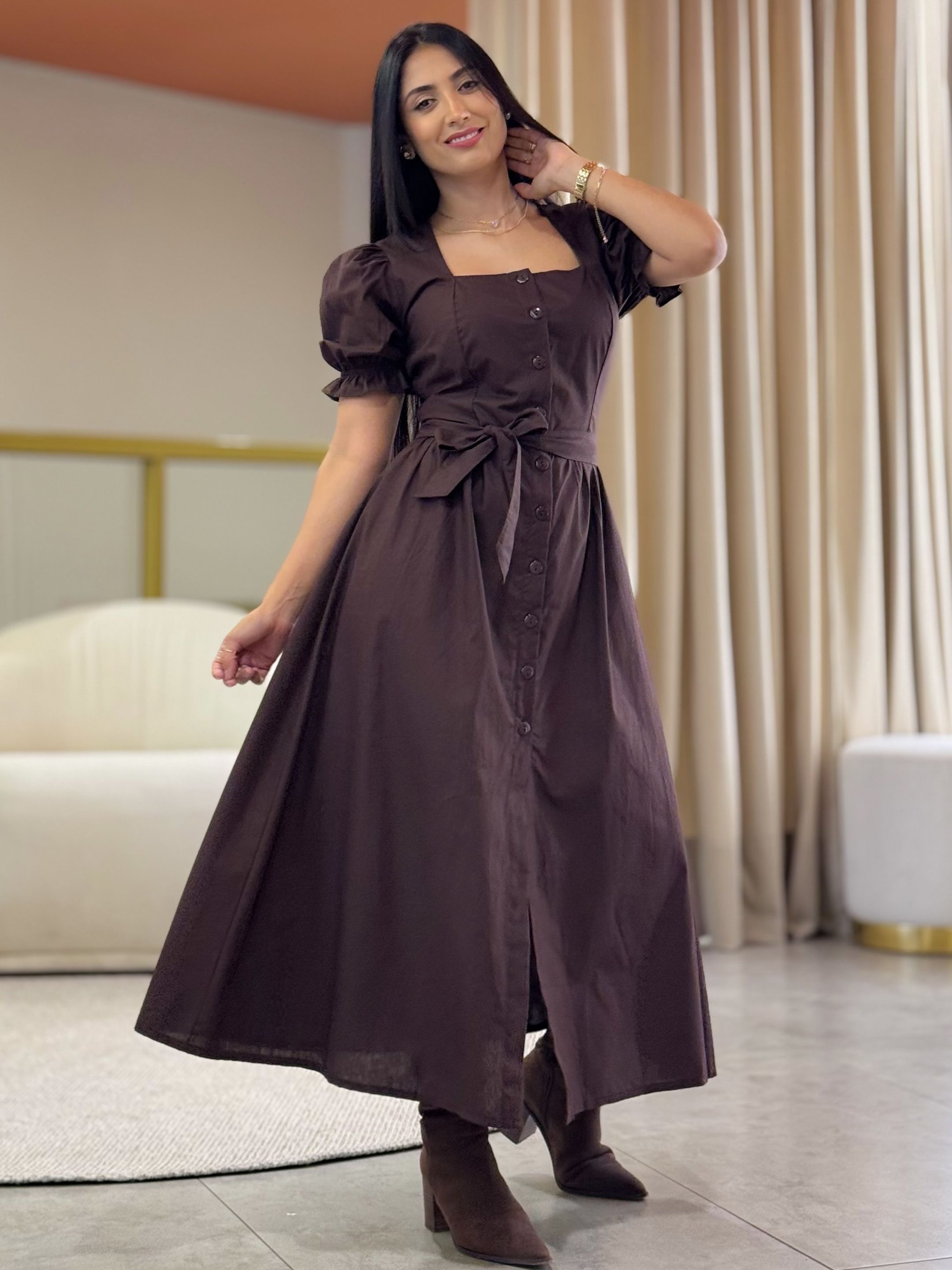 Vestido Flavia Marrom