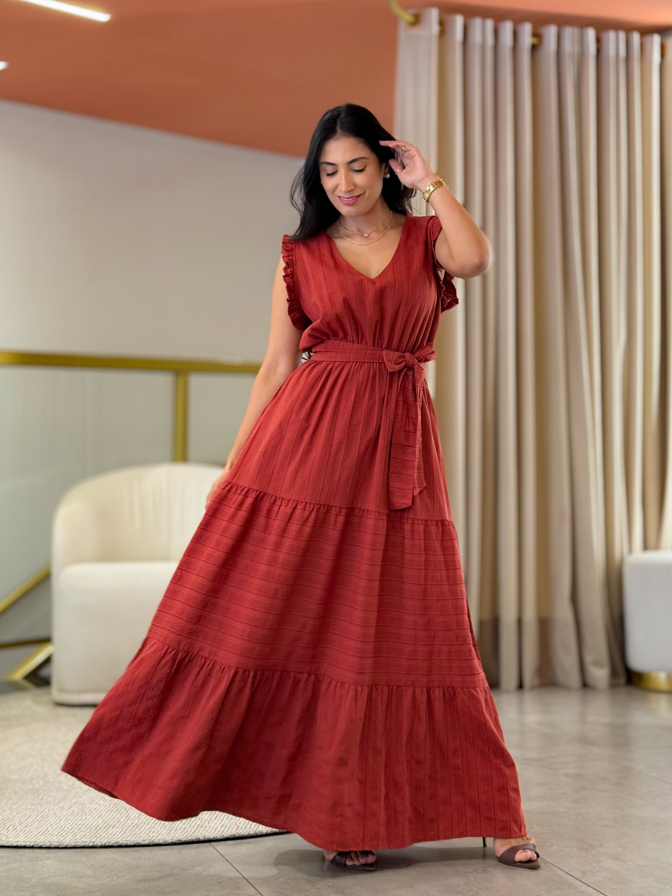 Vestido Angelica Plus Terracota