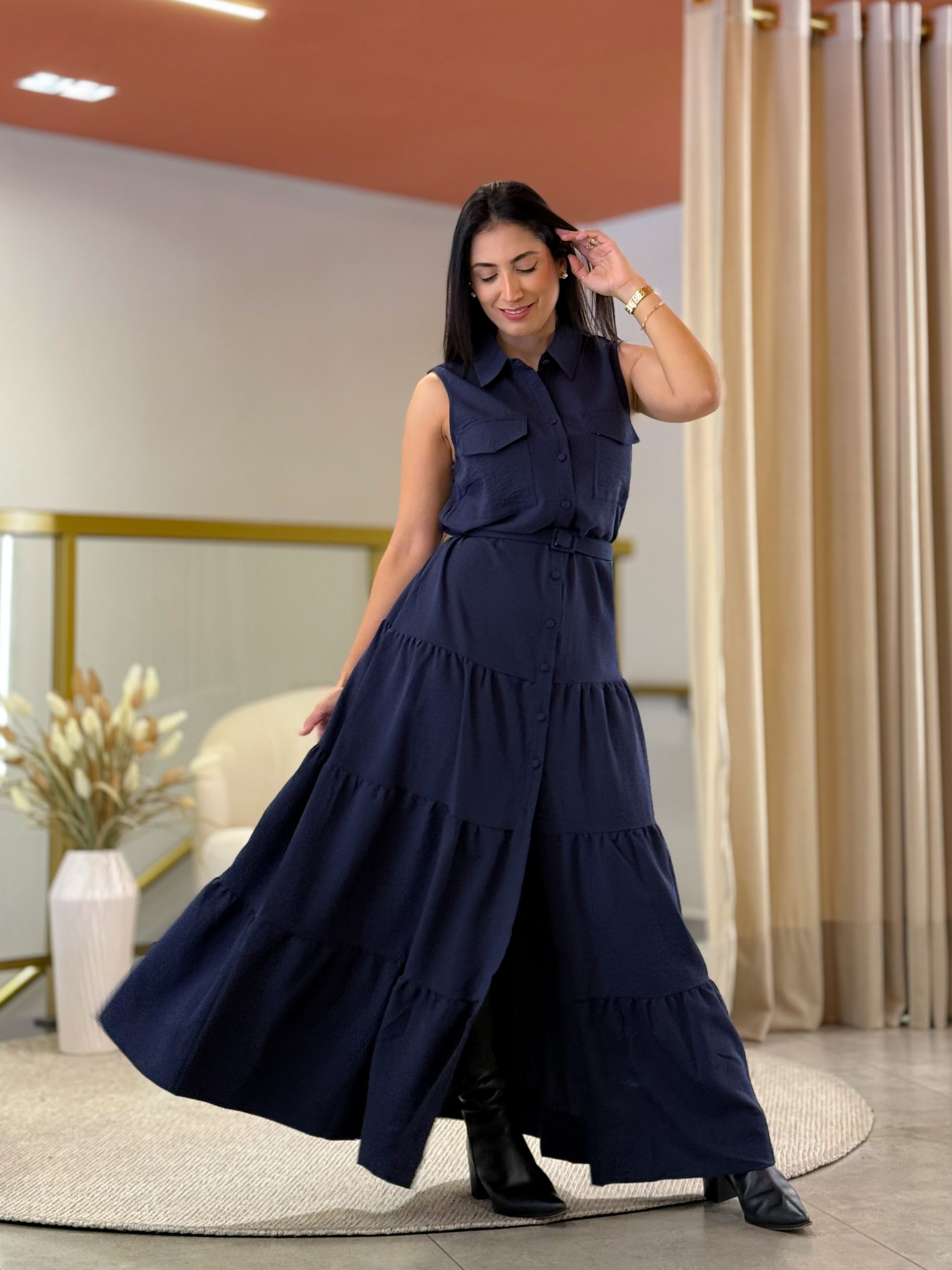 Vestido Helena Azul Marinho