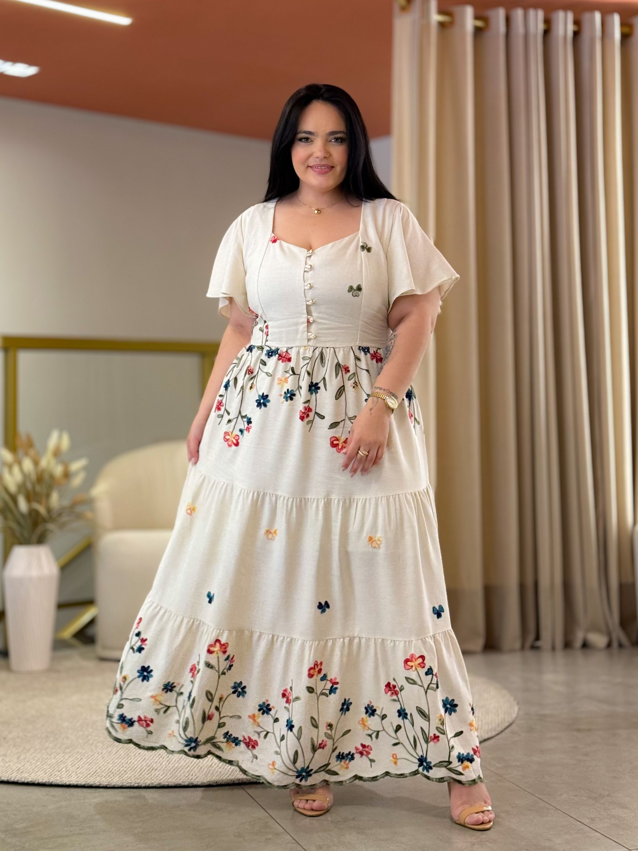 Vestido Sofie Cru Linho