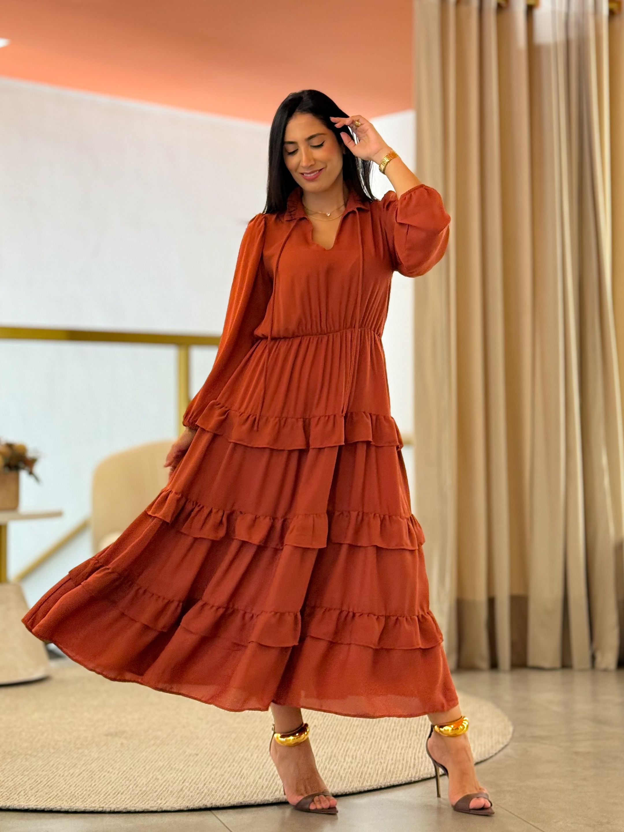 Vestido Aline Terracota