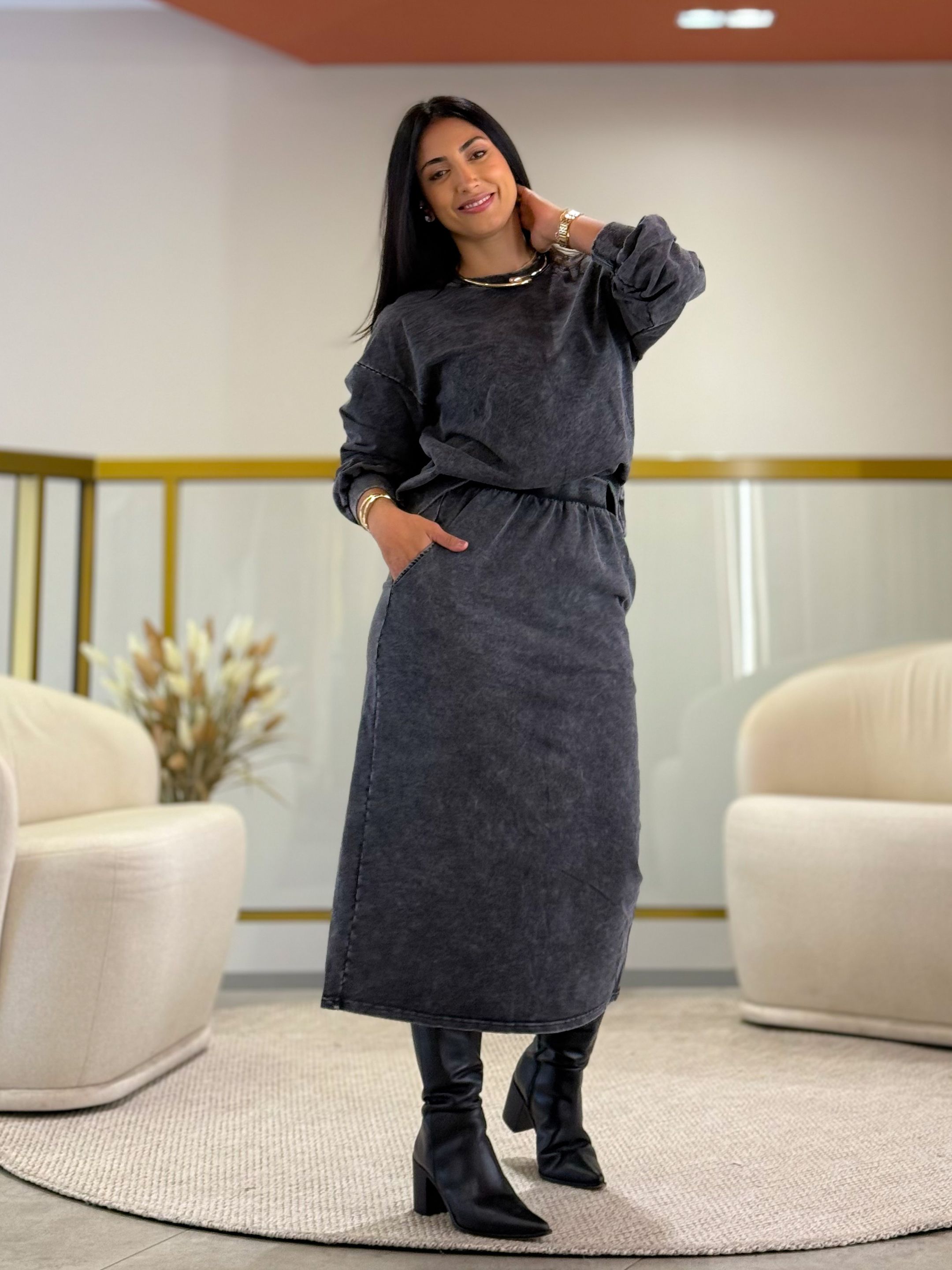 Conjunto Maju Cinza Estonado