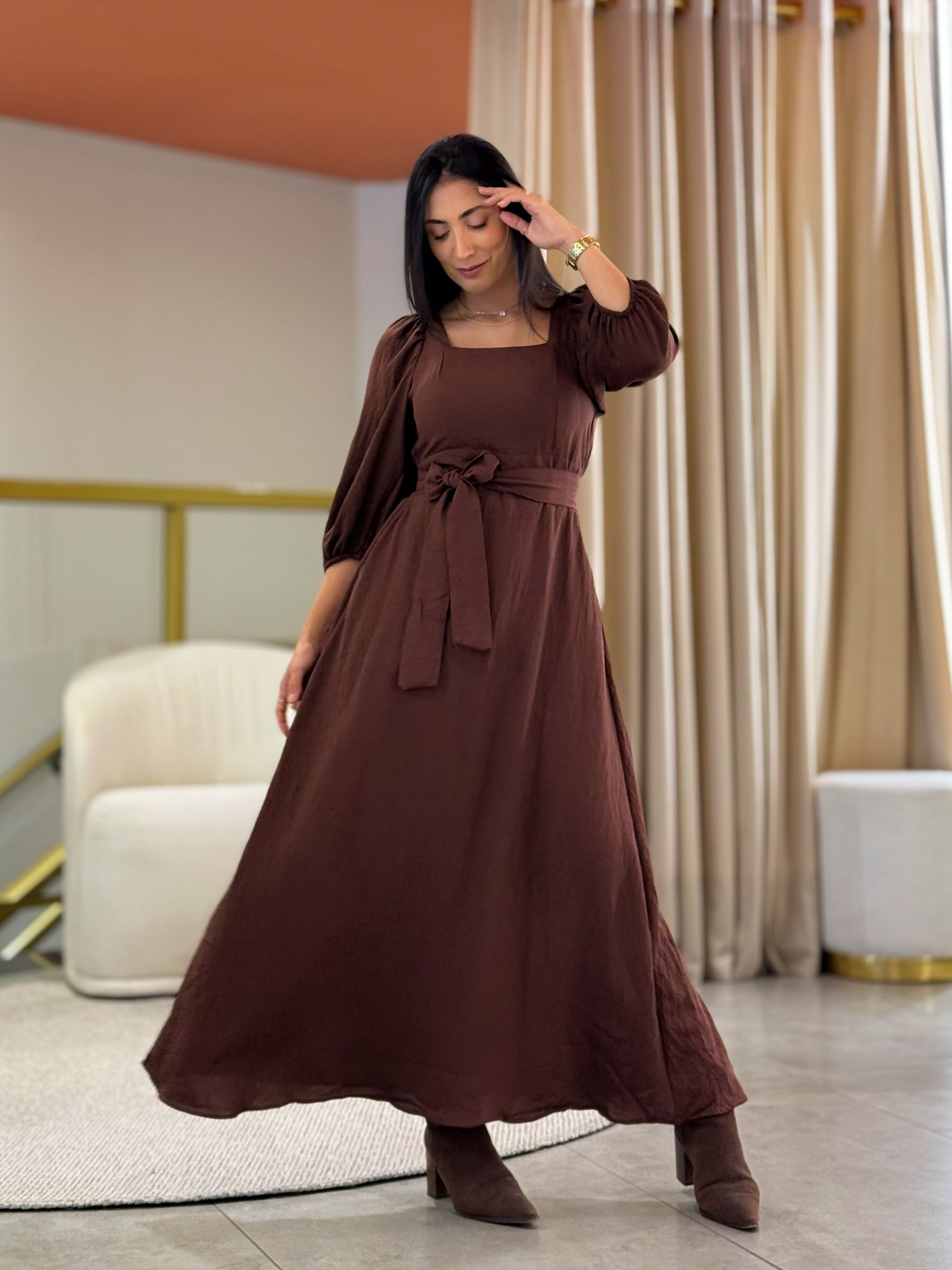 Vestido Bella Marrom