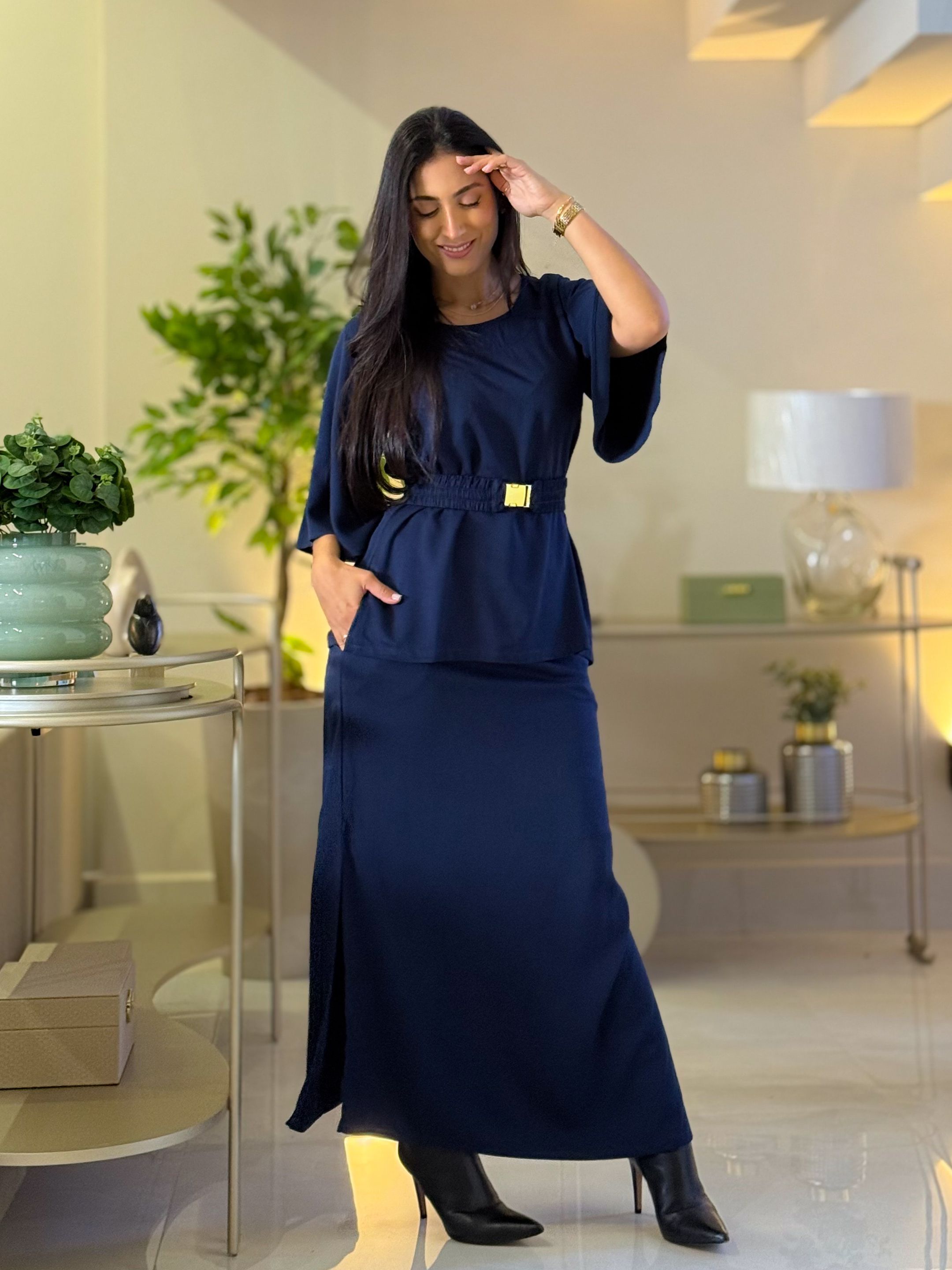 Conjunto Maria Azul Marinho - Por Katia Vilar Moda Clássica 