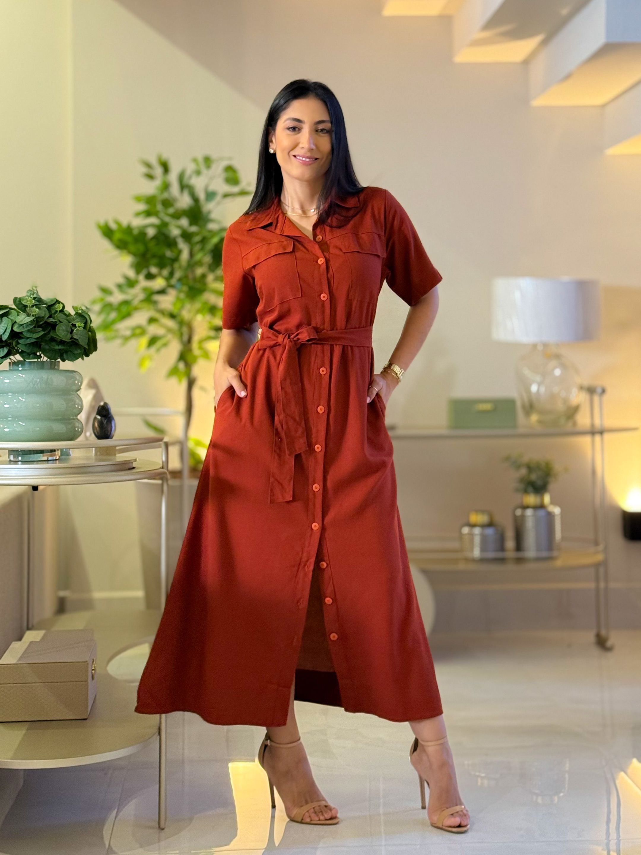 Vestido Suzana Terracota