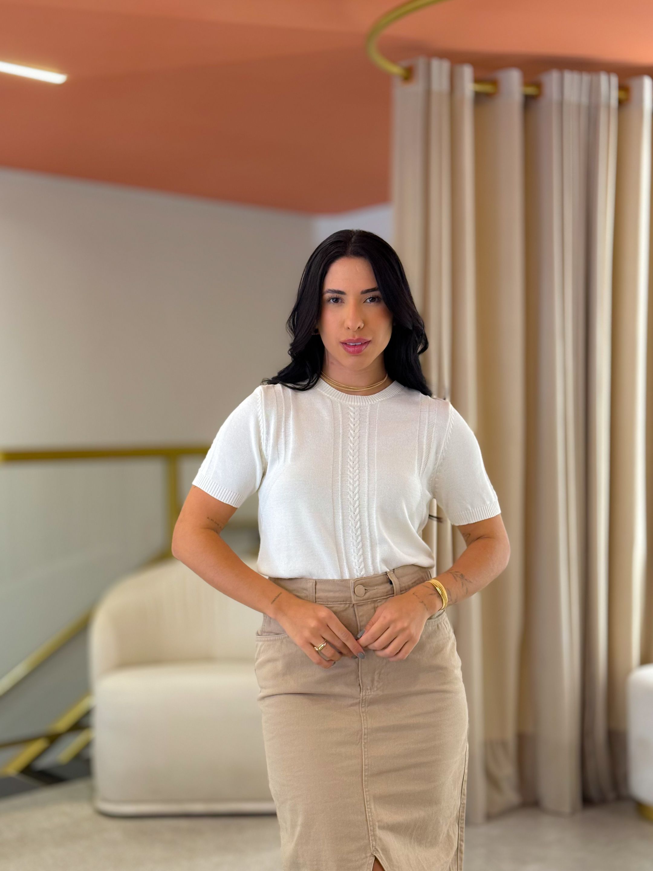 Blusa Julia Creme - Por Katia Vilar Moda Clássica 