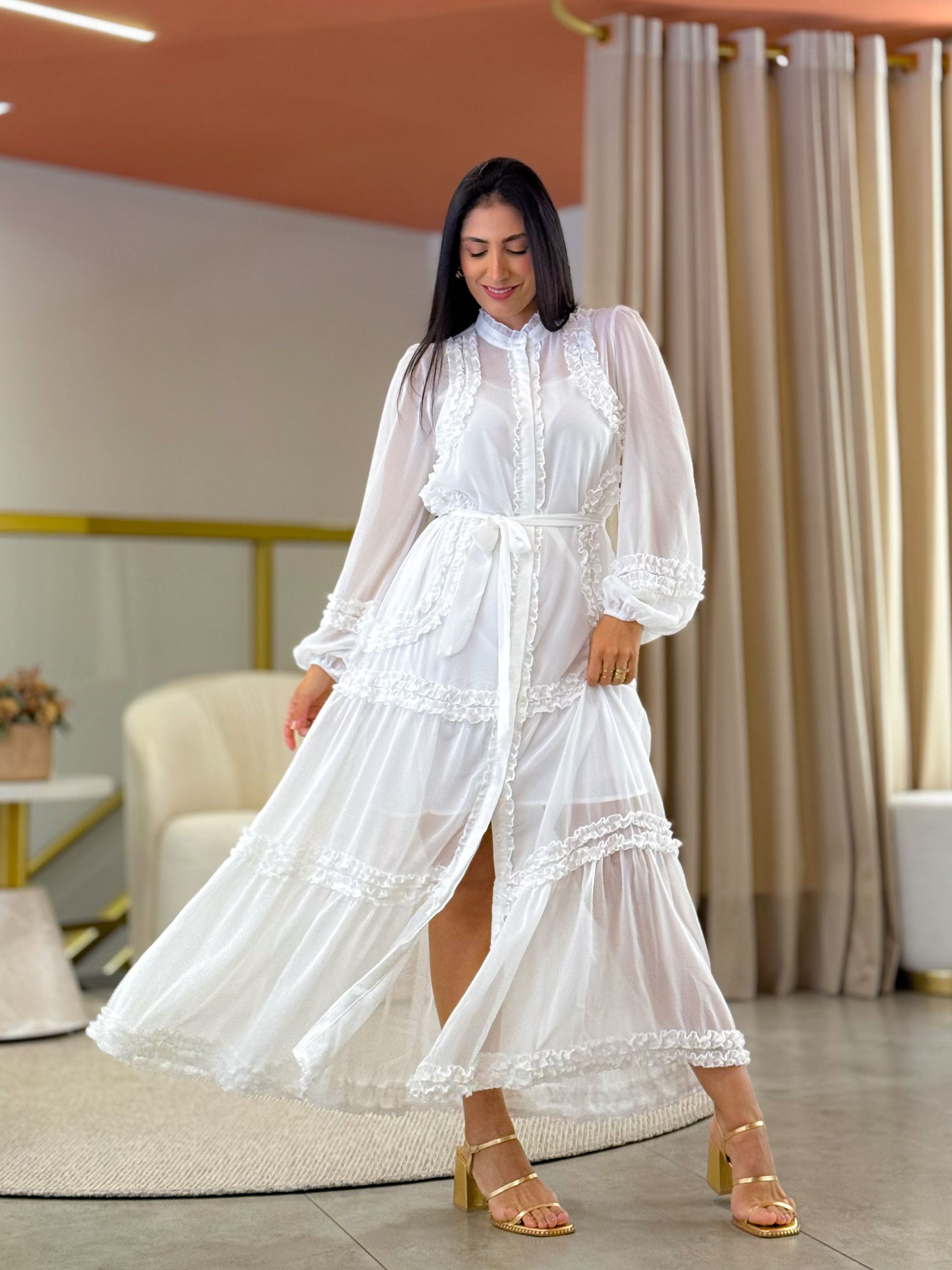 Vestido Beatriz Branco - Por Katia Vilar Moda Clássica 
