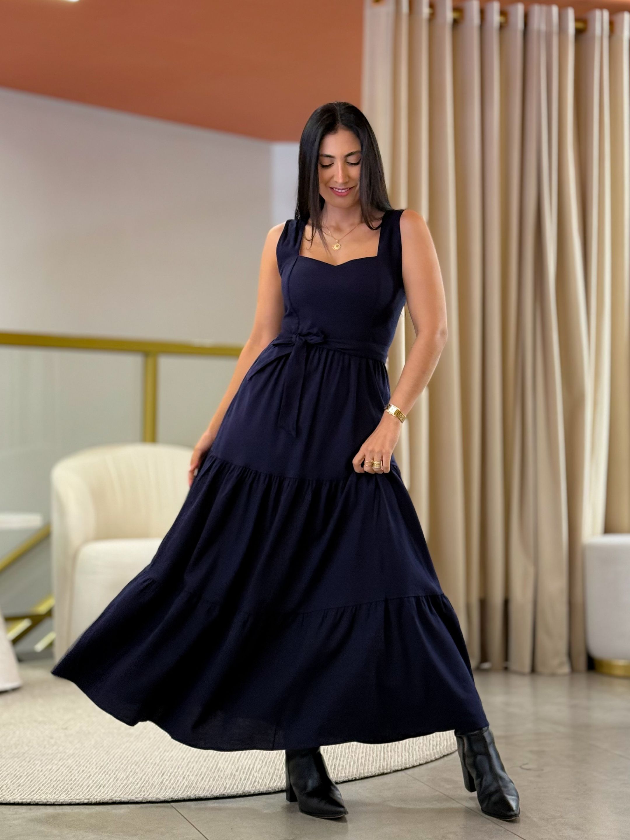 Vestido Betina Azul Marinho