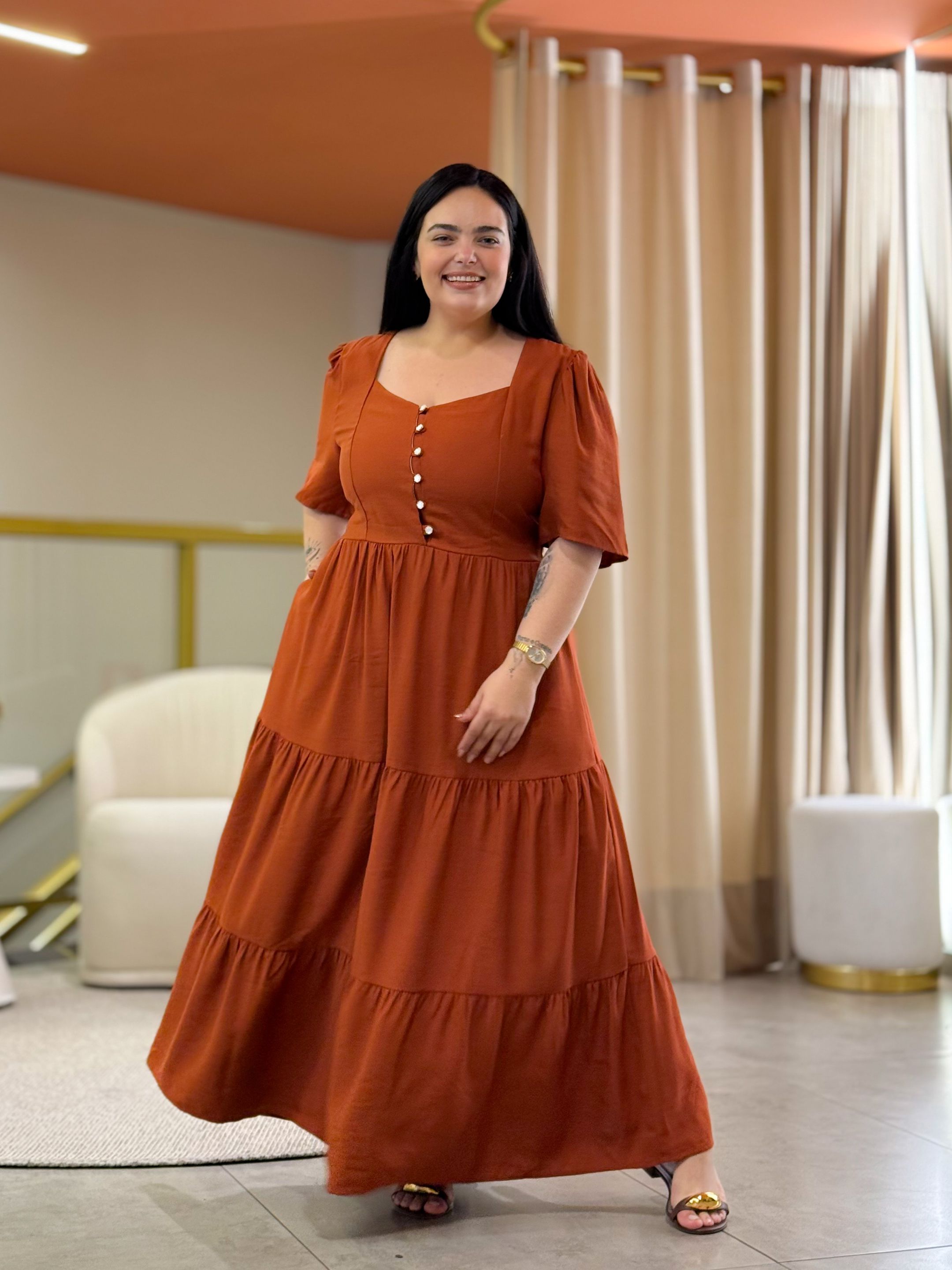 Vestido Plus Sofia Terracota