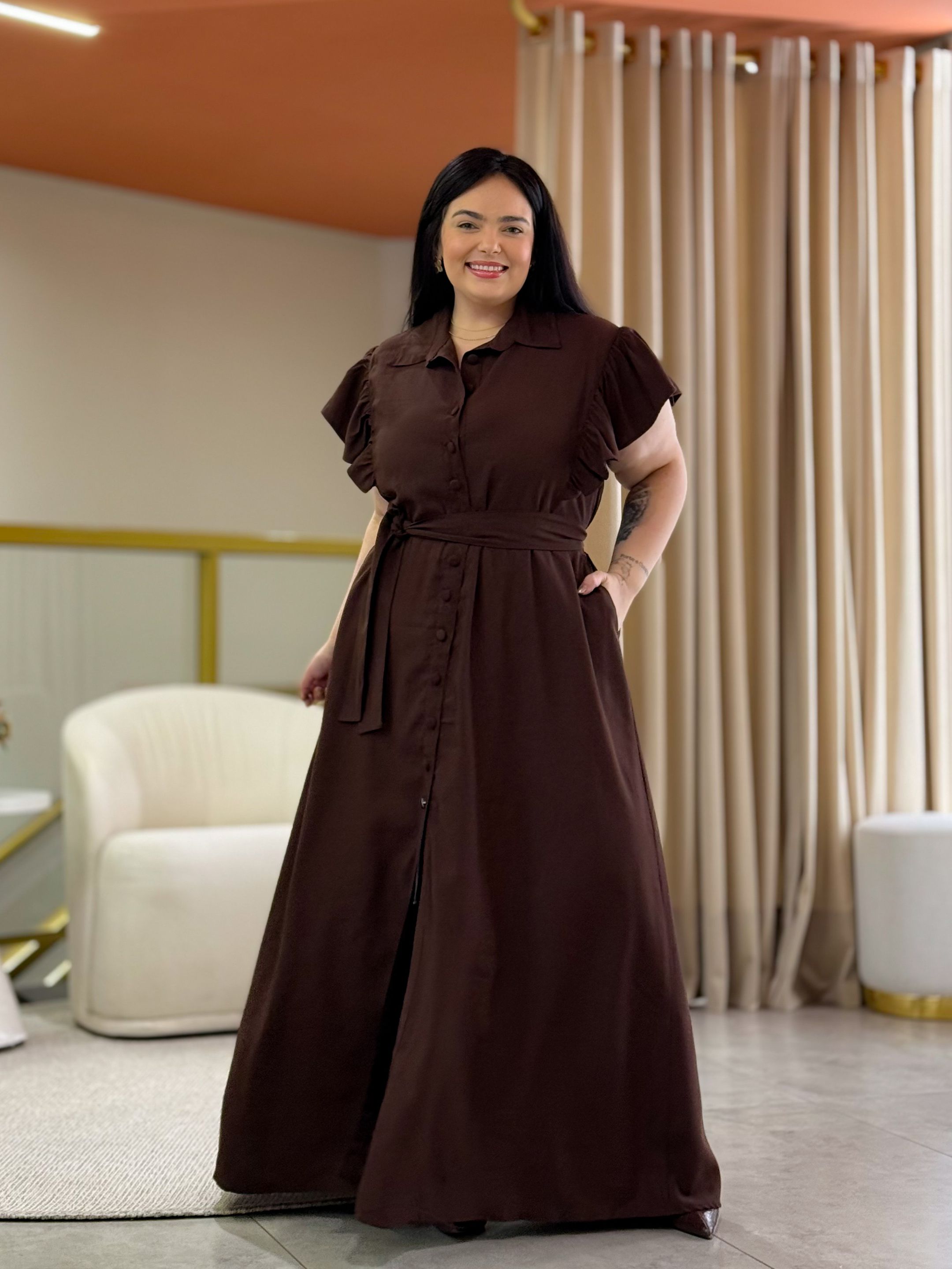 Vestido Liz Plus Café