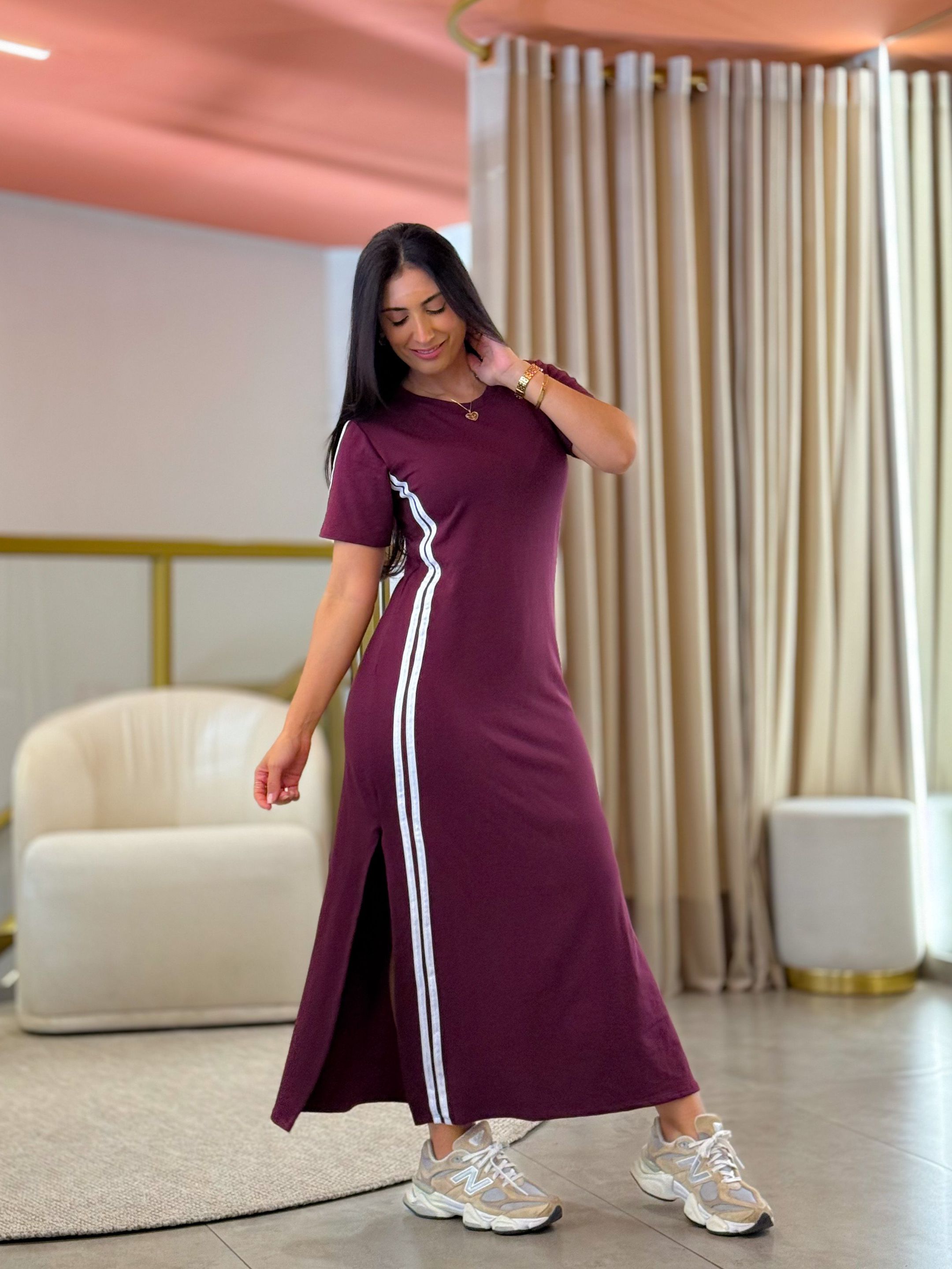 Vestido Roberta Marsala E Branco
