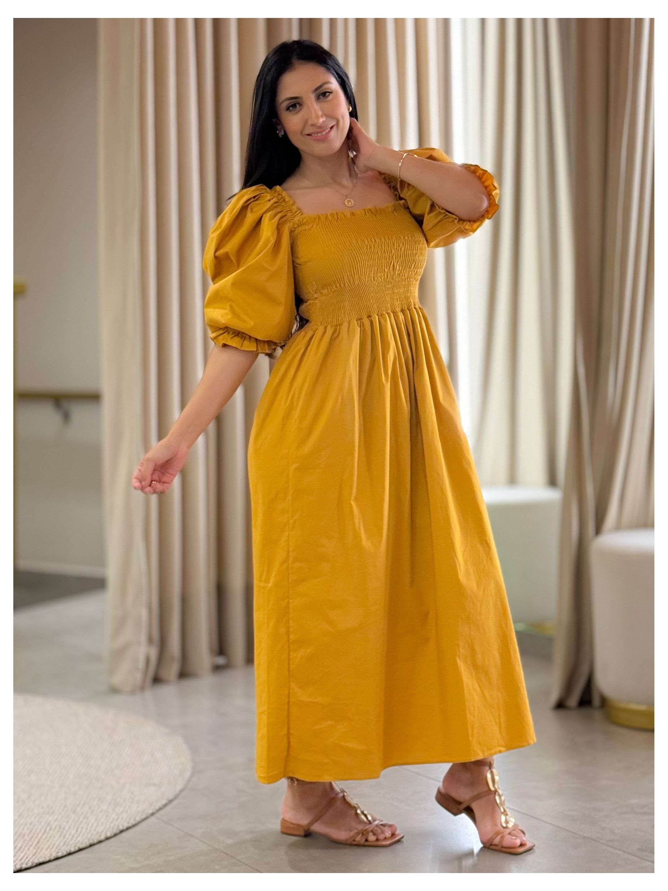 Vestido Thassia Mostarda