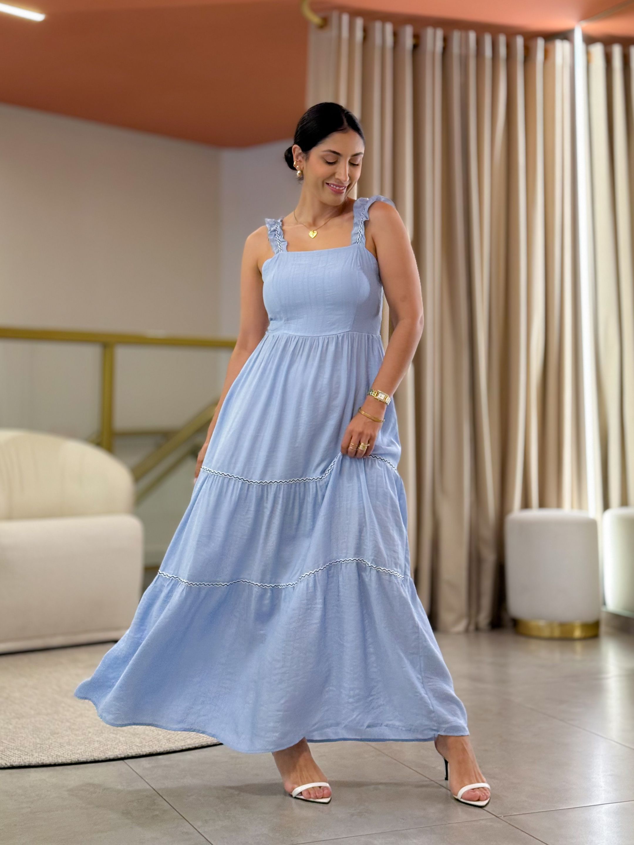 Vestido Cindy Azul Bebe - Por Katia Vilar Moda Clássica 