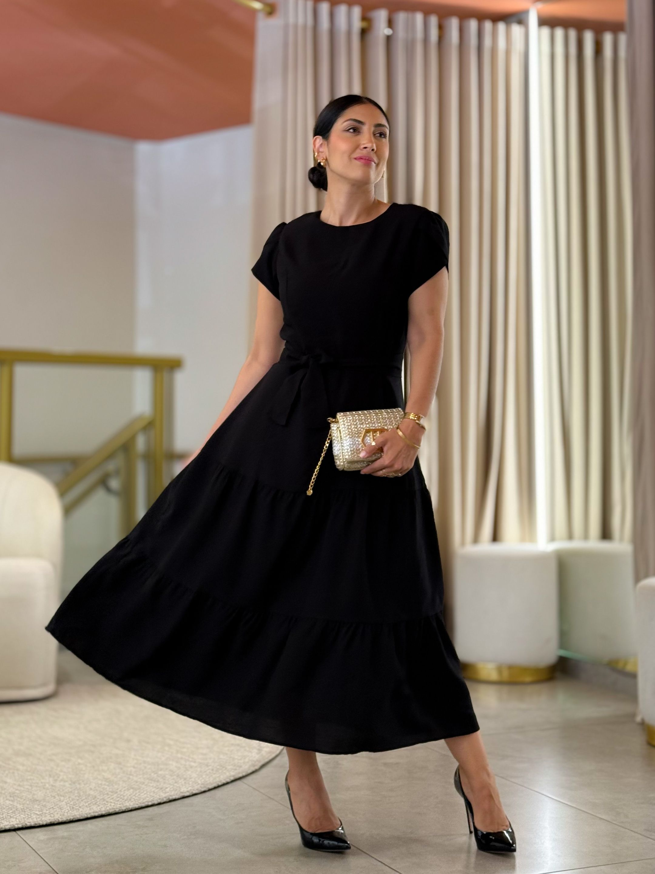 Vestido Livia Preto - Por Katia Vilar Moda Clássica 