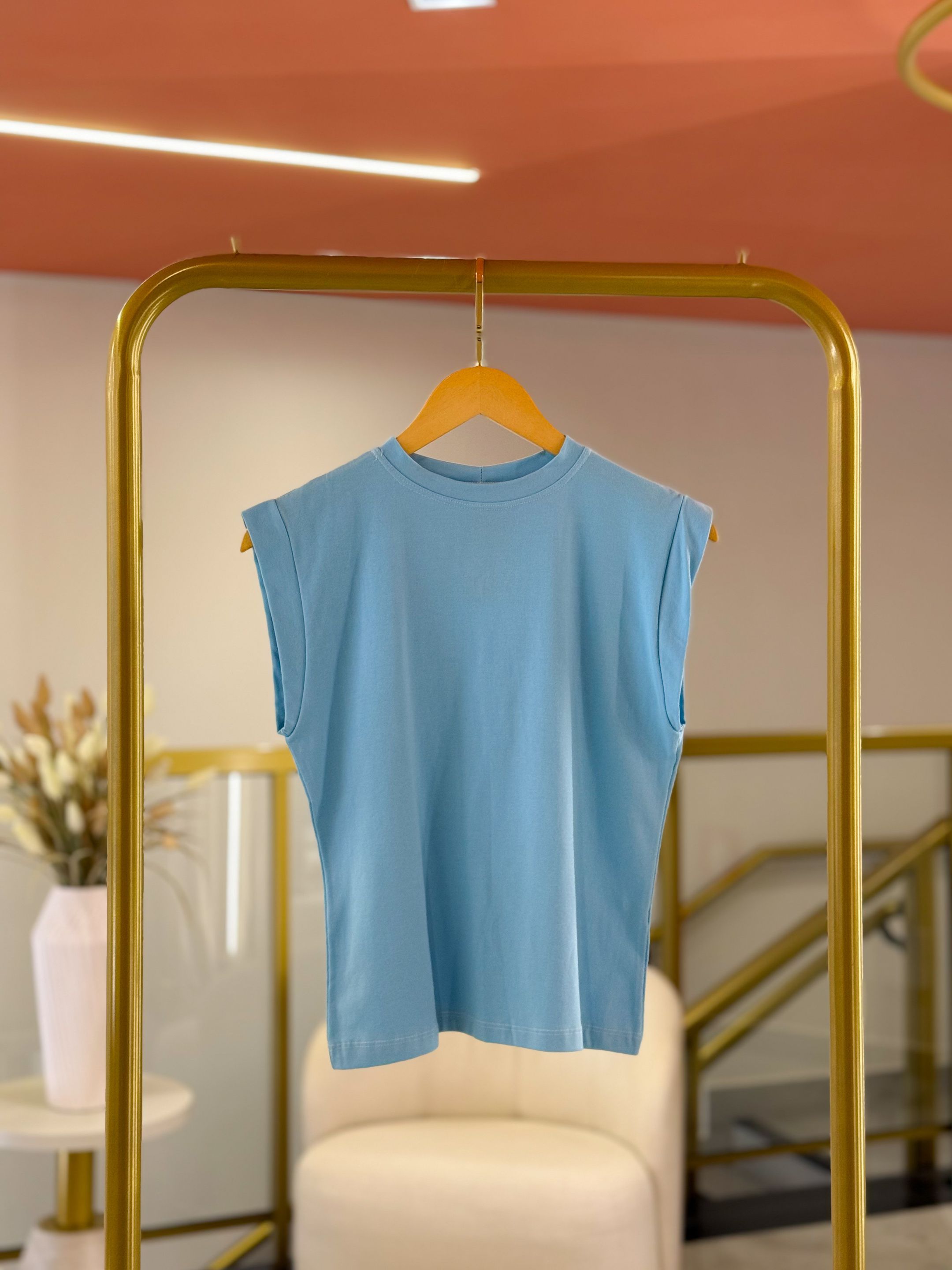 Blusa Sandy Azul Piscina - Por Katia Vilar Moda Clássica 