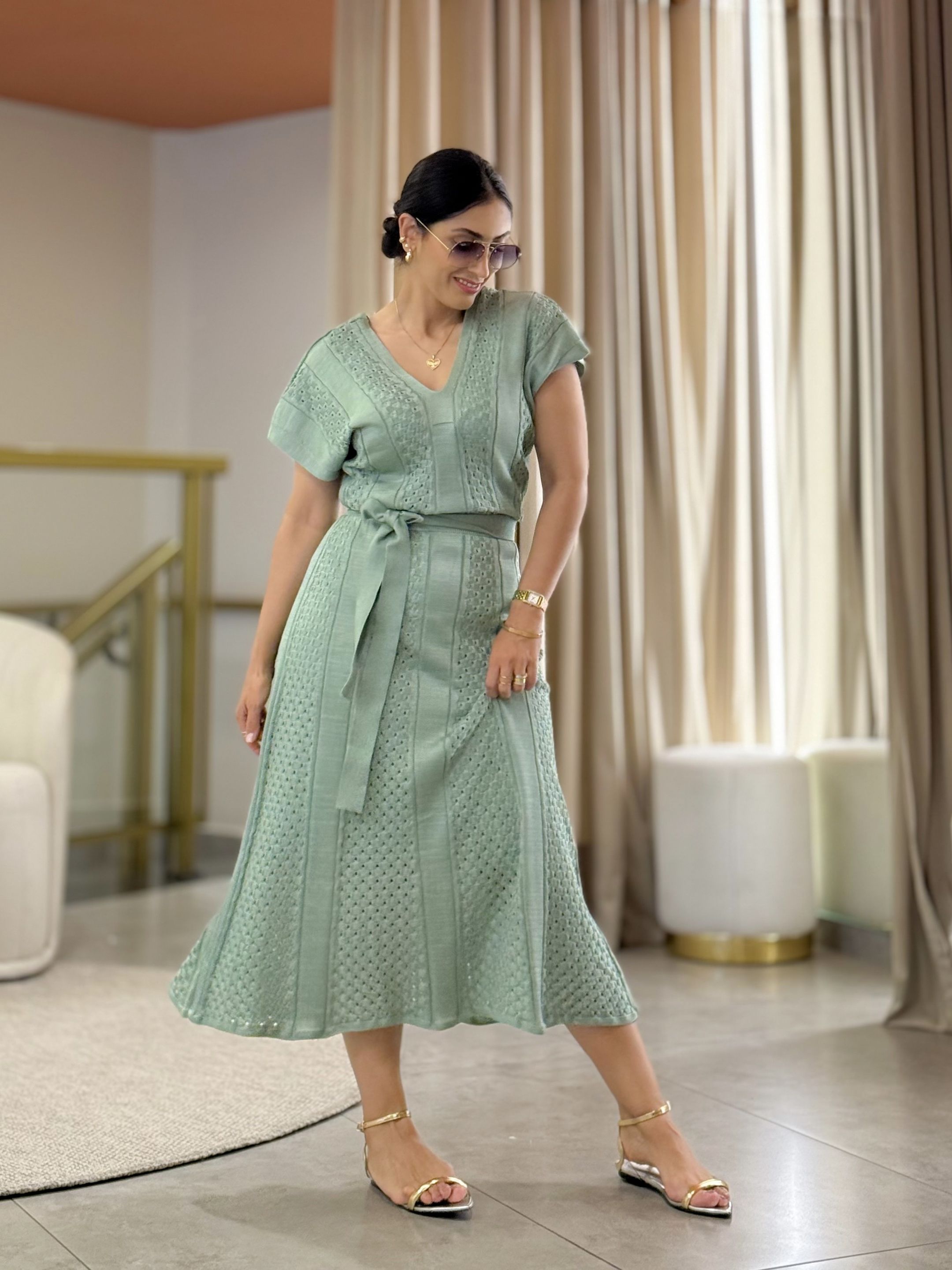 Vestido Tamires Verde Menta - Por Katia Vilar Moda Clássica 
