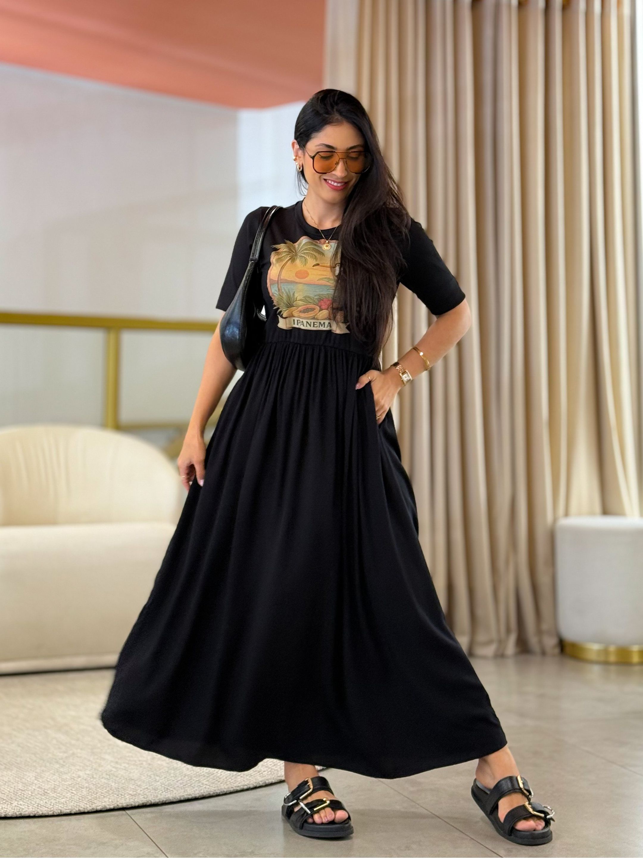 Vestido Kiara Preto Tucano - Por Katia Vilar Moda Clássica 