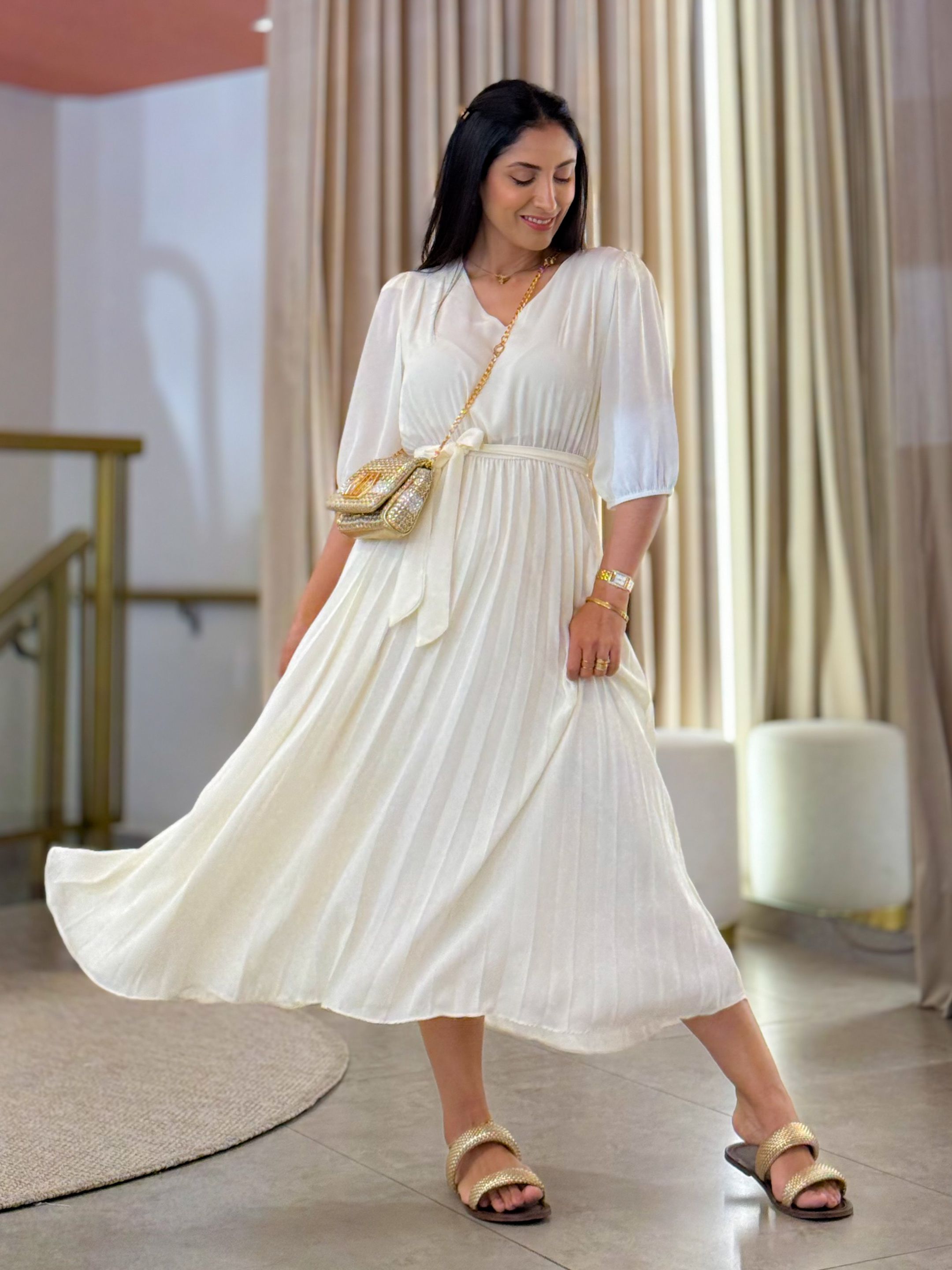 Vestido Eduarda Off White - Por Katia Vilar Moda Clássica 