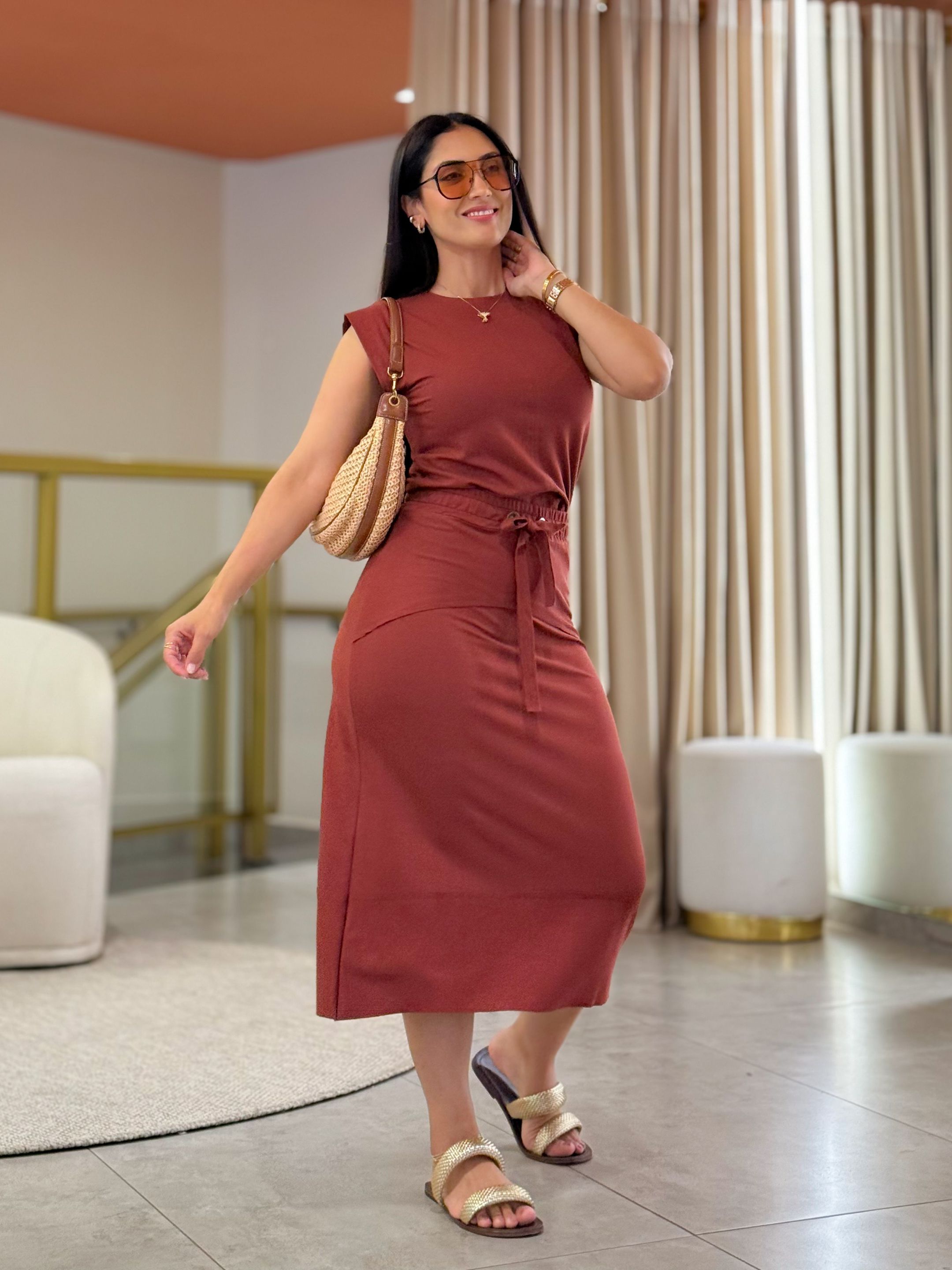 Conjunto Bia Terracota - Por Katia Vilar Moda Clássica 