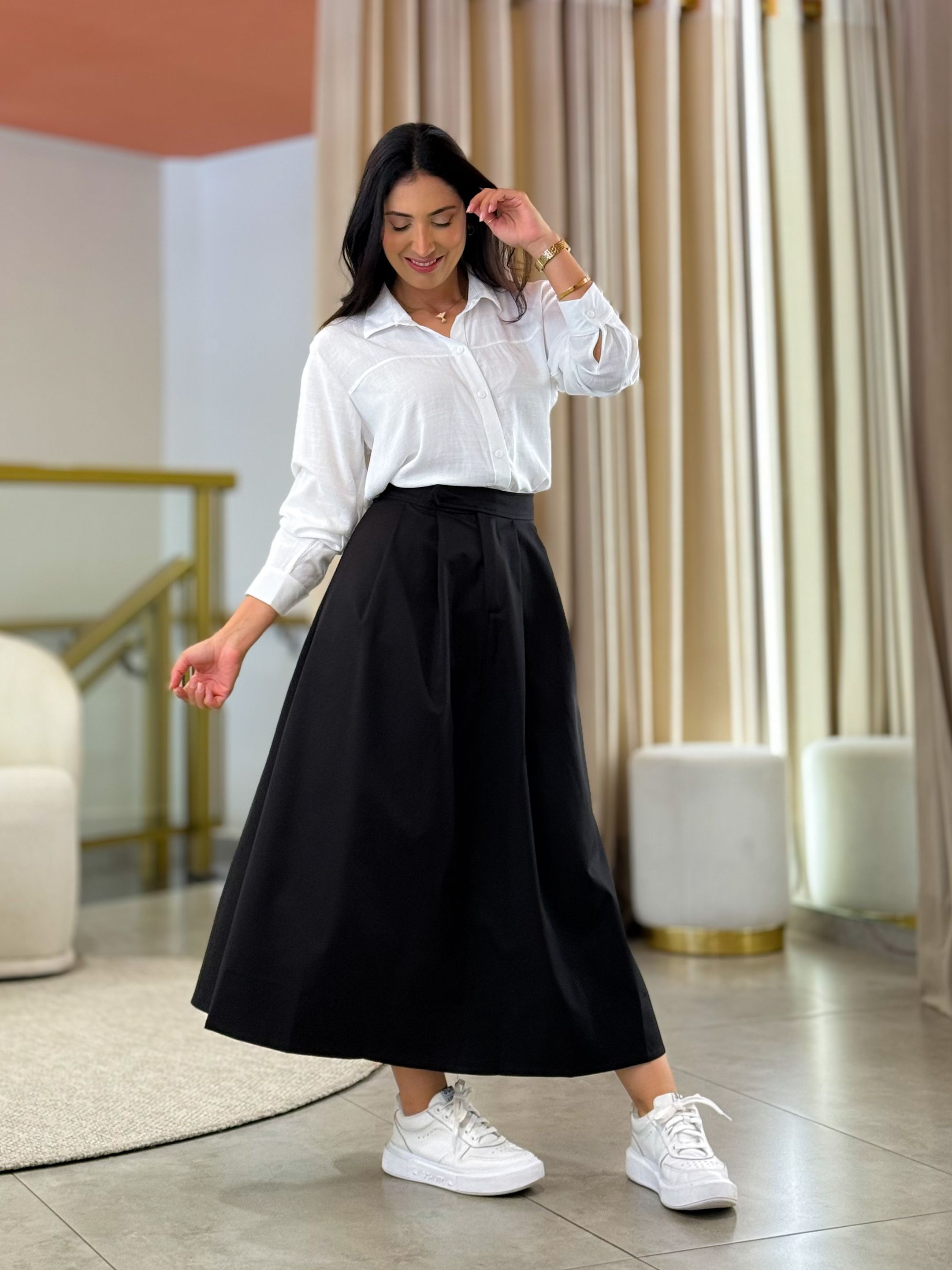 Saia Aline Preta - Por Katia Vilar Moda Clássica 