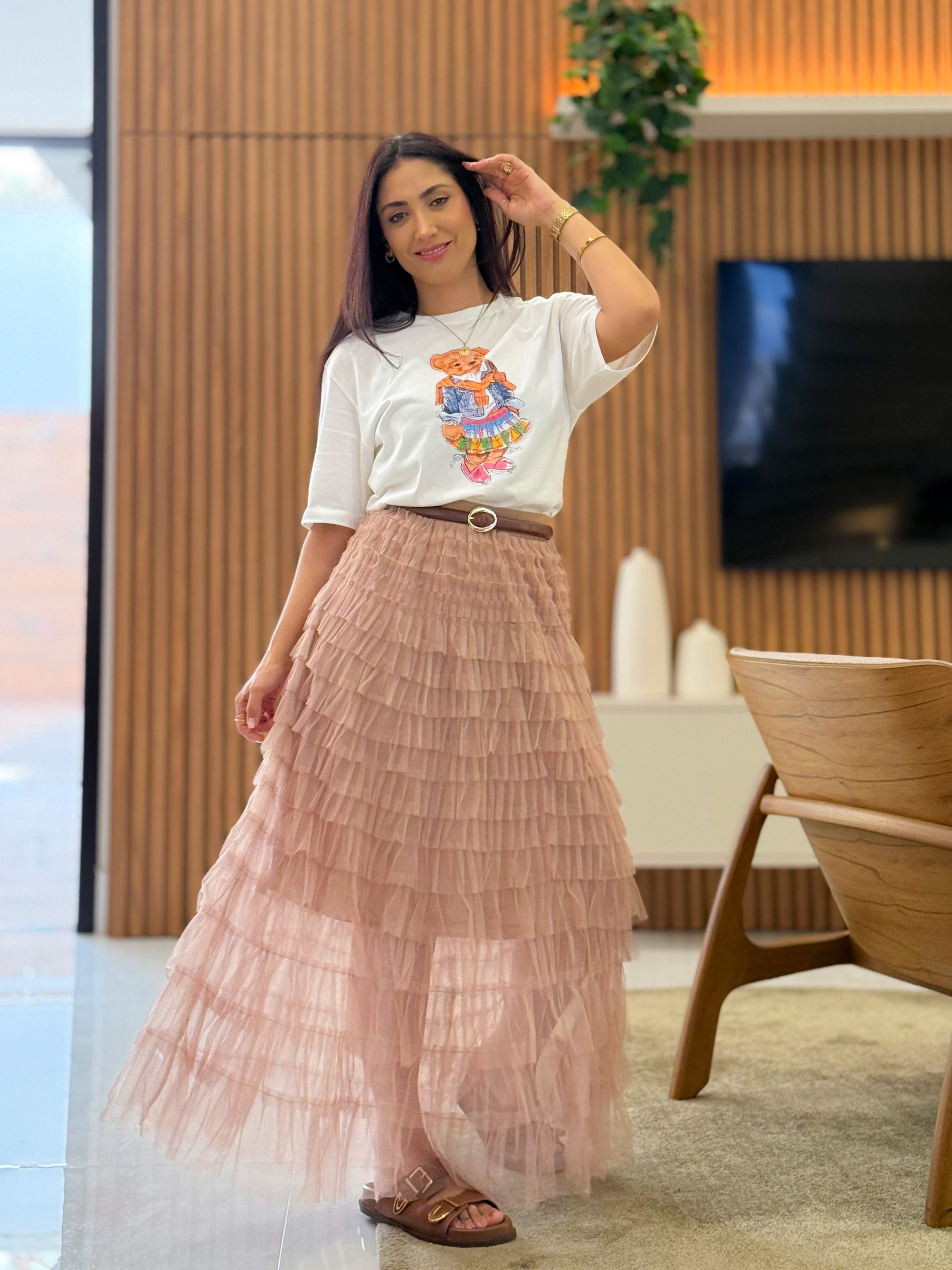 Saia Louise Nude - Por Katia Vilar Moda Clássica 