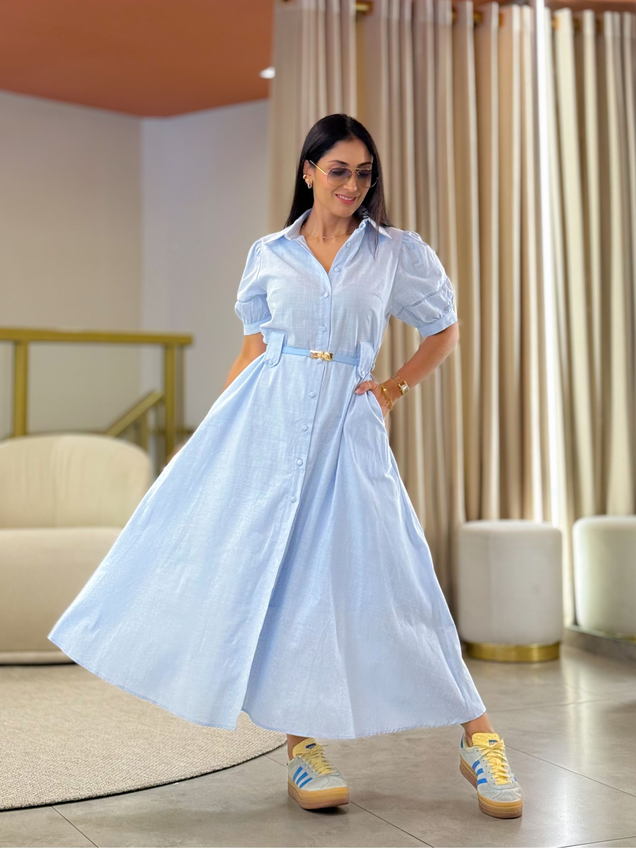 Vestido Rebeca Azul Bebe - Por Katia Vilar Moda Clássica 