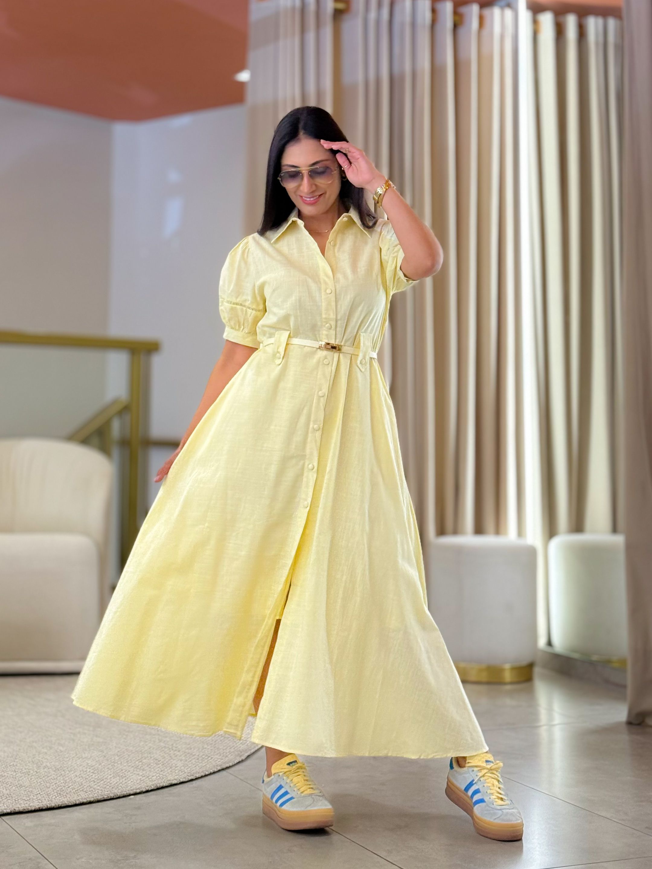 Vestido Rebeca Amarelo - Por Katia Vilar Moda Clássica 