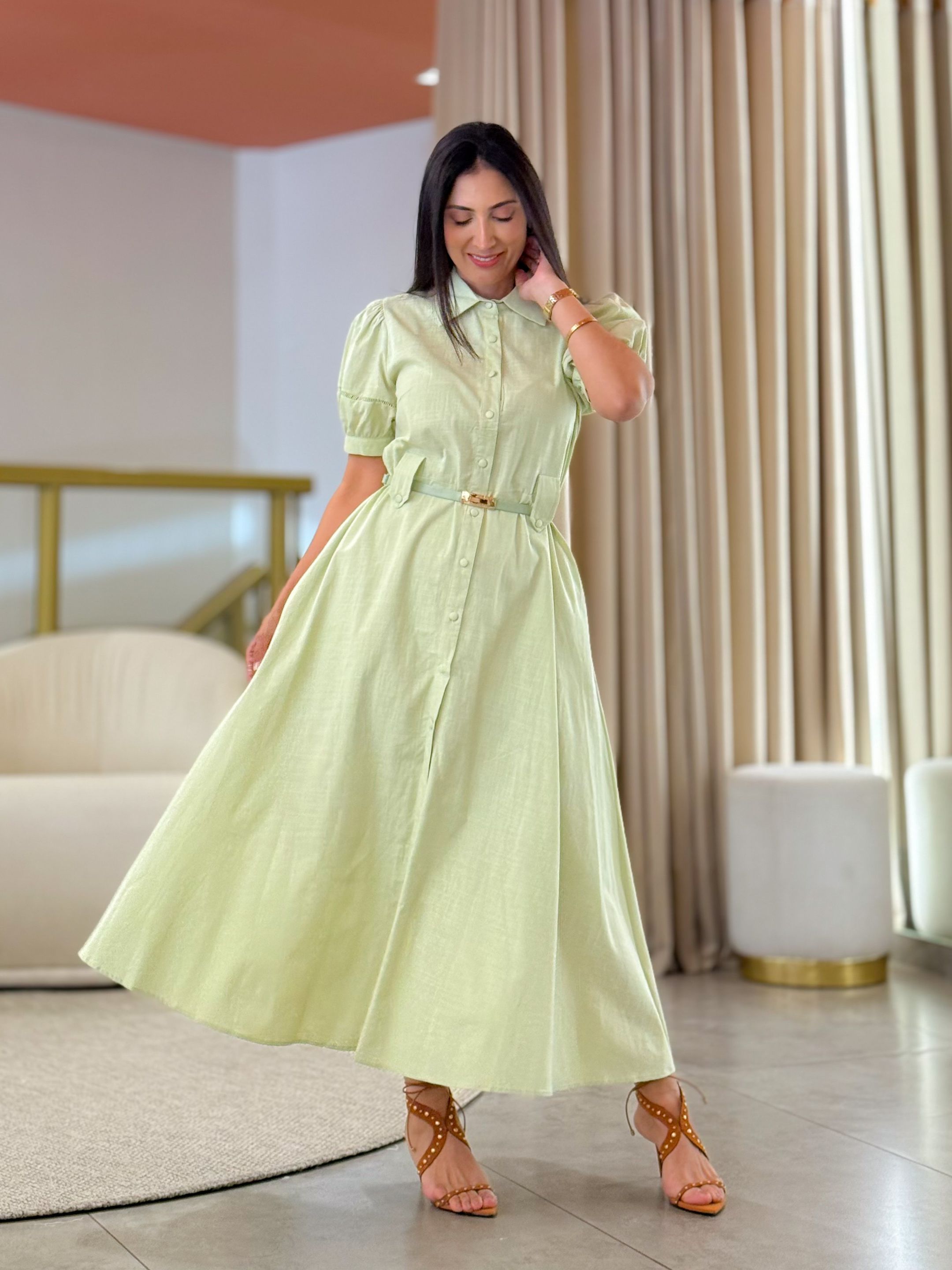 Vestido Rebeca Verde - Por Katia Vilar Moda Clássica 
