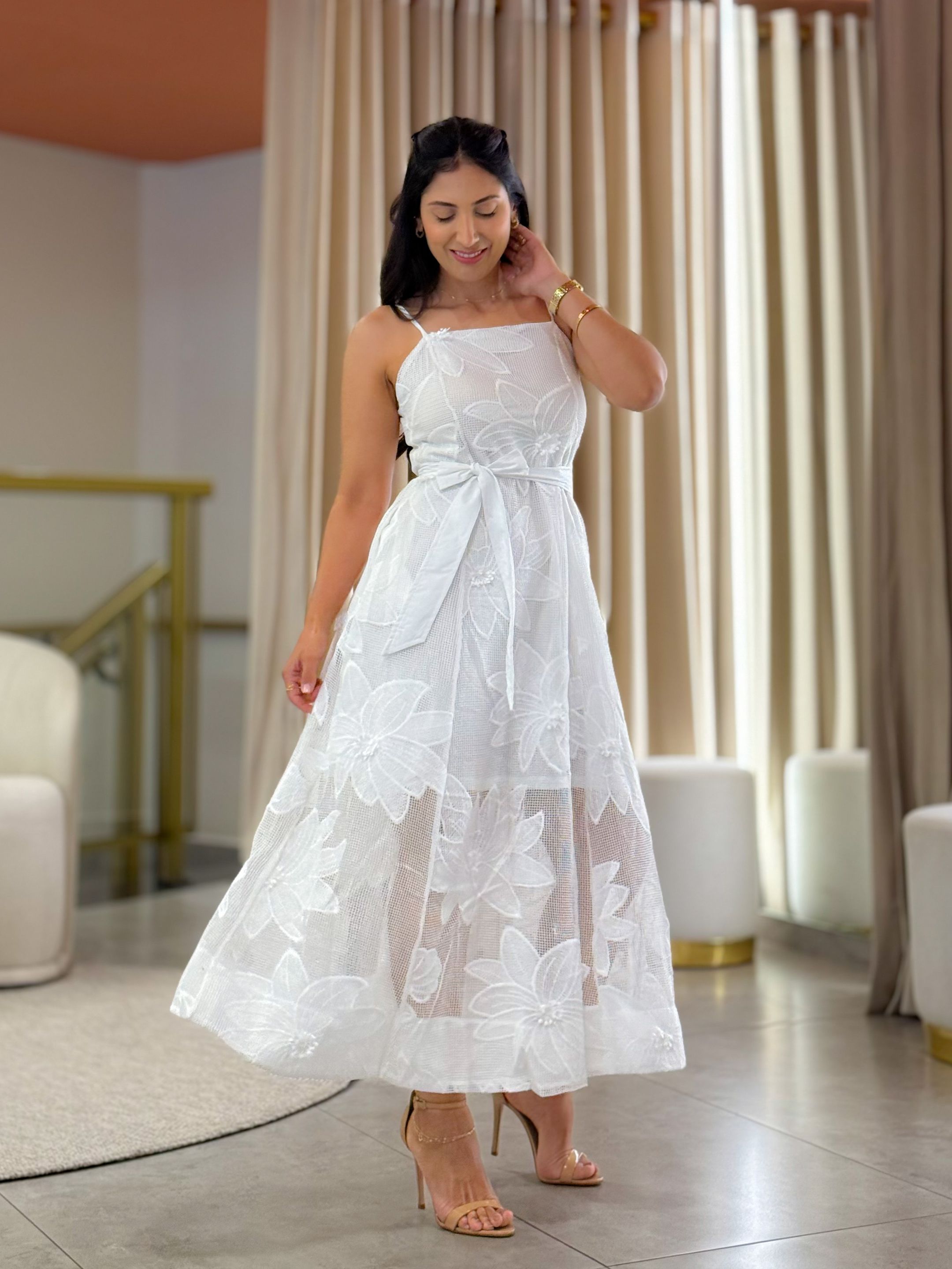 Vestido Leticia Branco - Por Katia Vilar Moda Clássica 