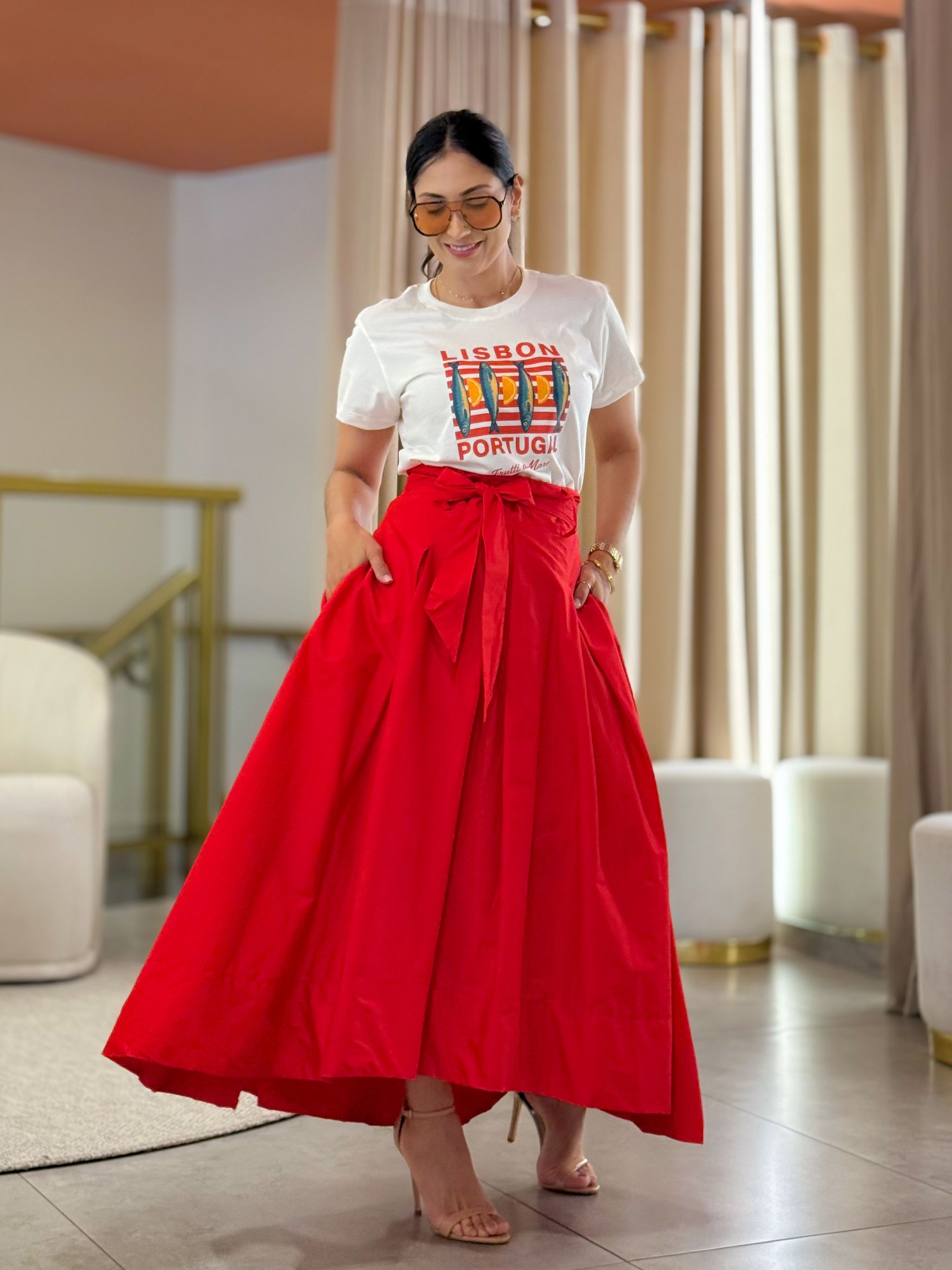 Saia Susi Vermelha - Por Katia Vilar Moda Clássica 