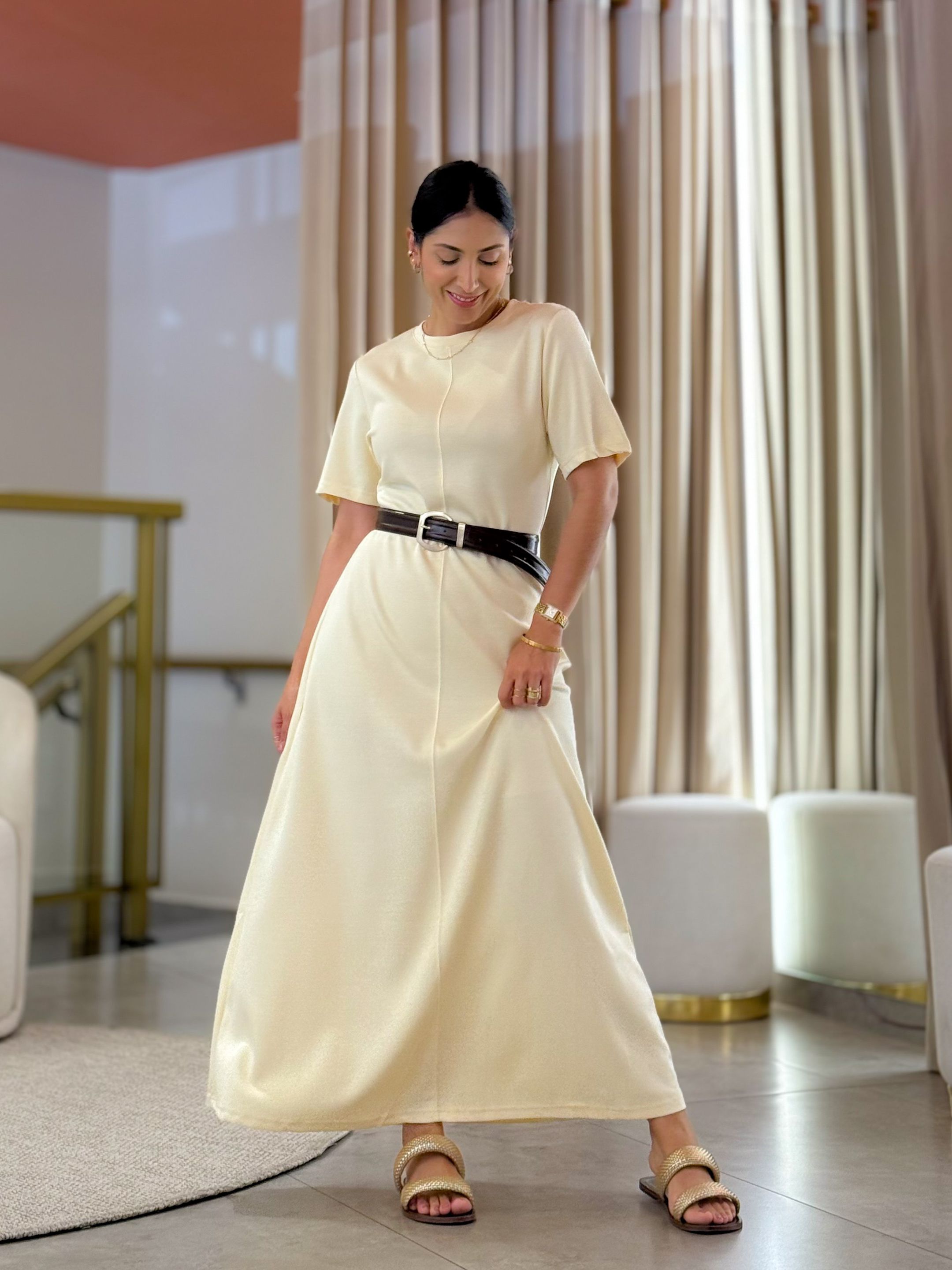 Vestido Clara Amarelo - Por Katia Vilar Moda Clássica 