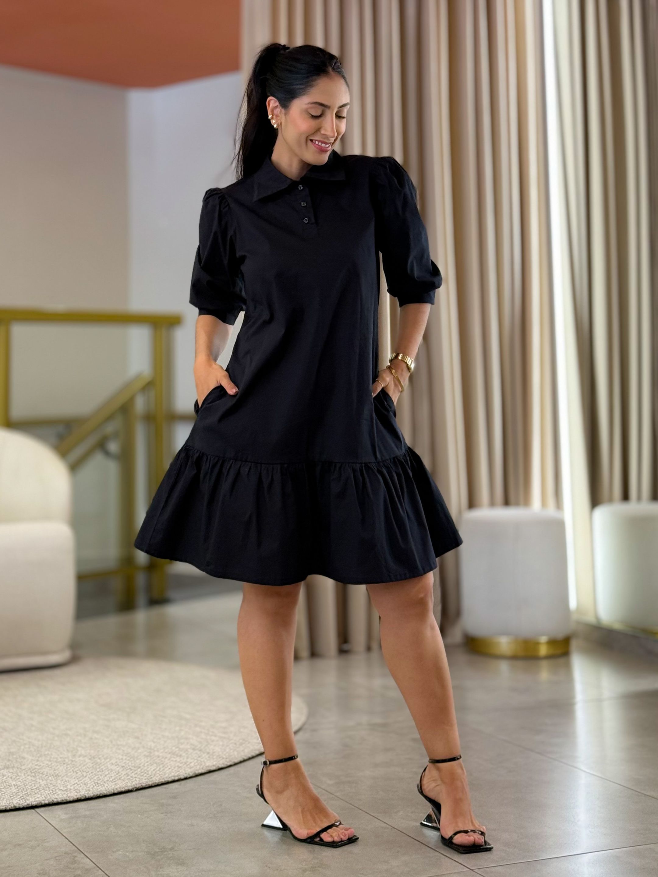 Vestido Francine Preto - Por Katia Vilar Moda Clássica 