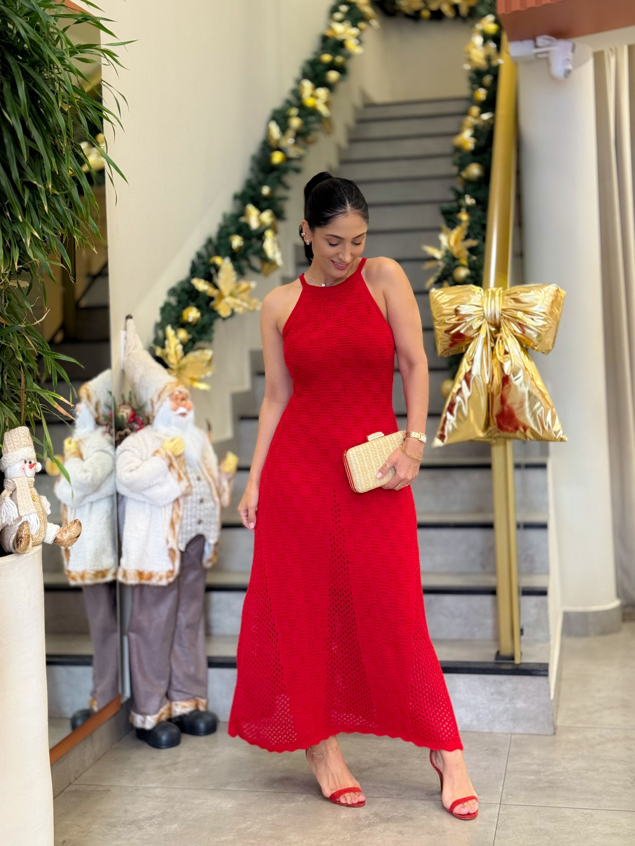 Vestido Tais Vermelho - Por Katia Vilar Moda Clássica 