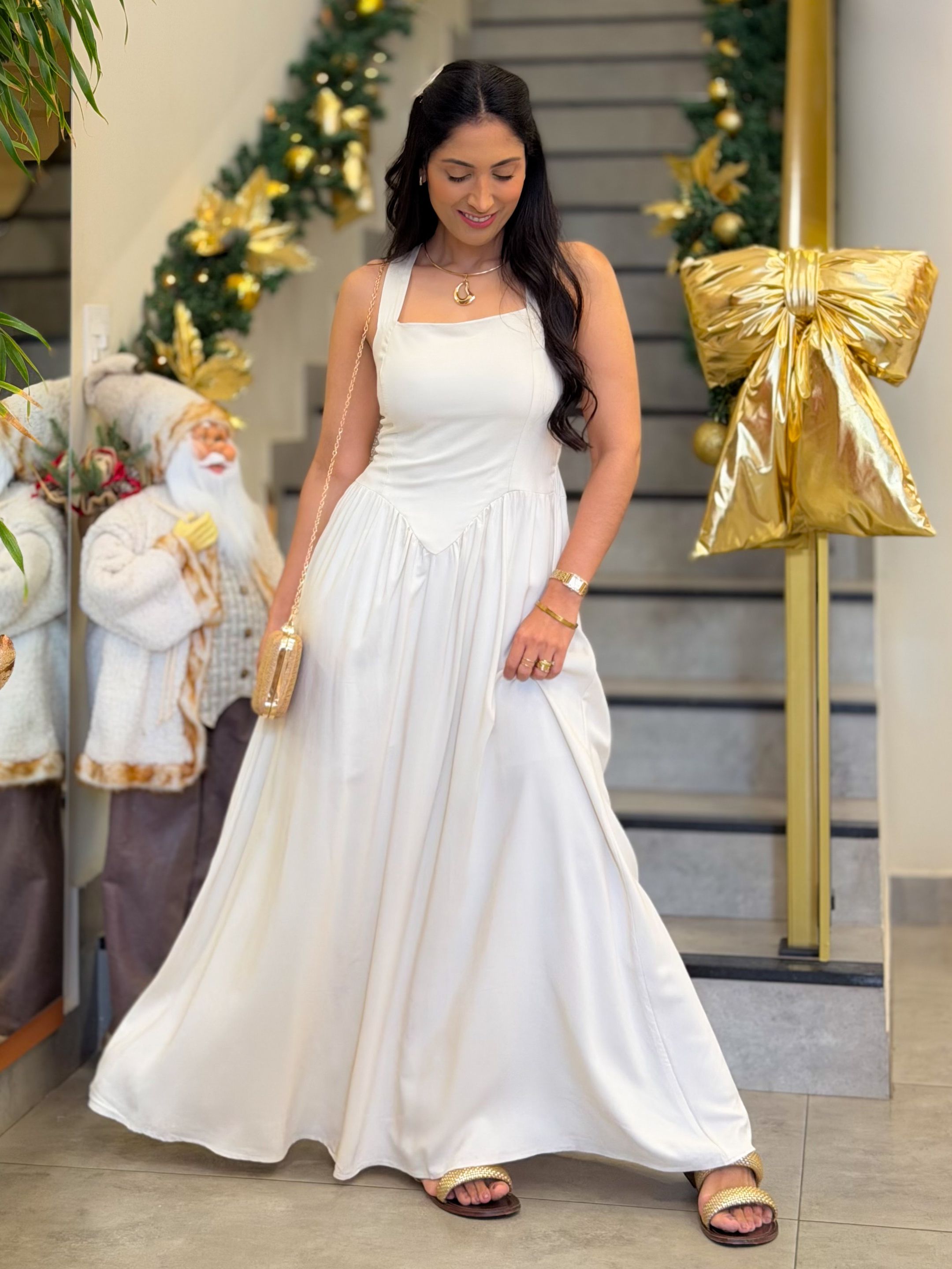 Vestido Ariane Off White - Por Katia Vilar Moda Clássica 