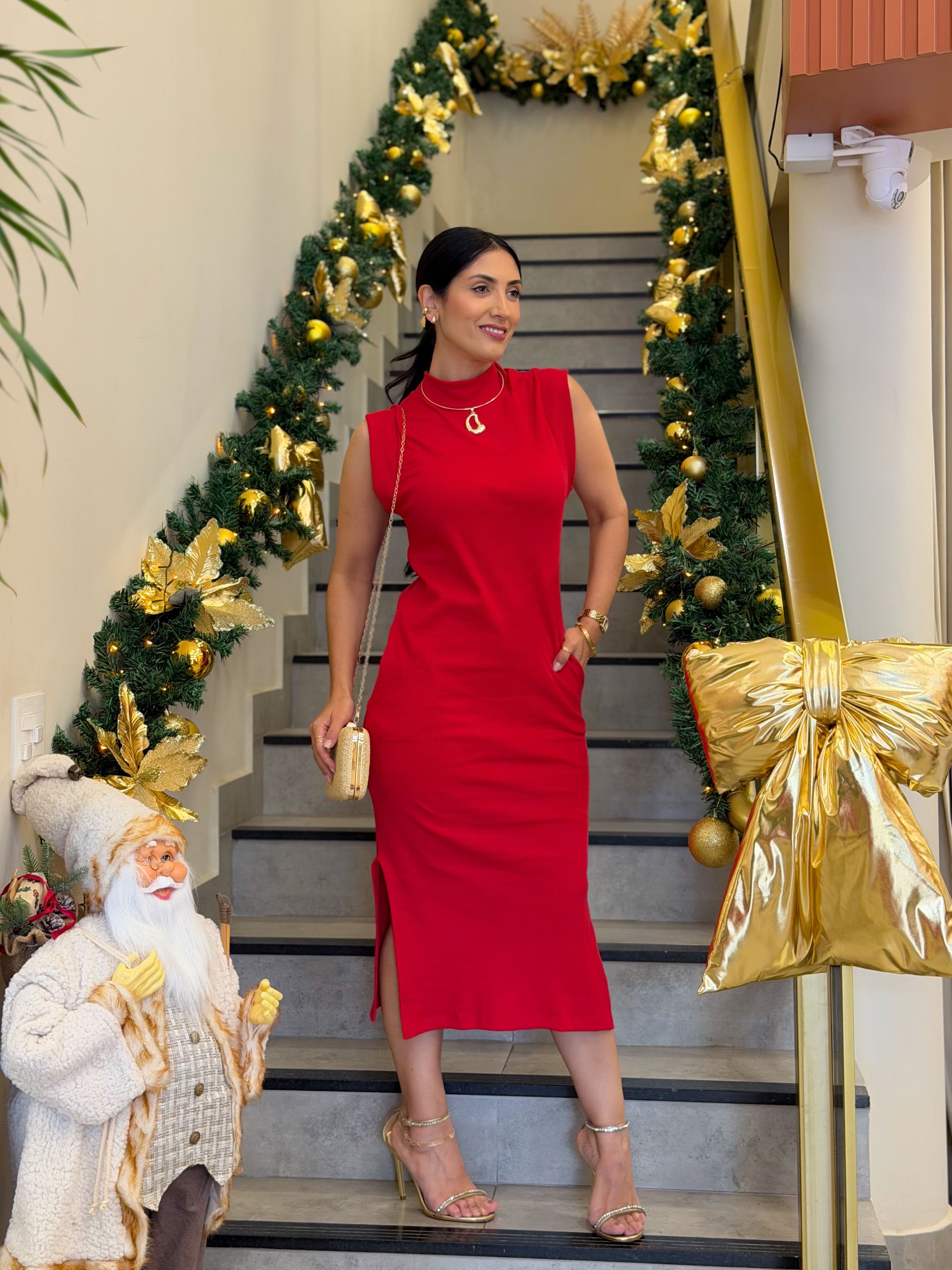 Vestido Isis Vermelho - Por Katia Vilar Moda Clássica 