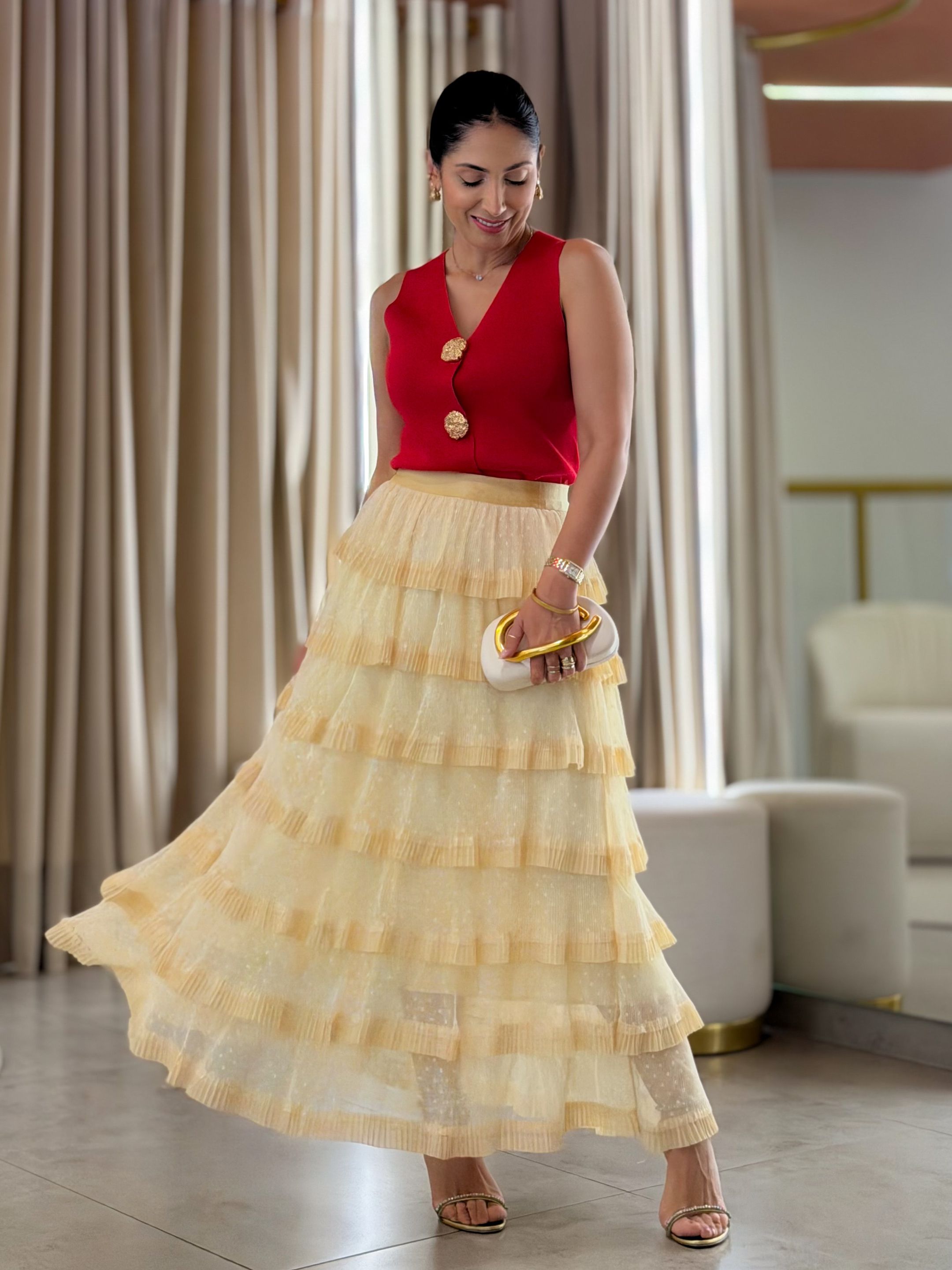 Saia Lais Amarela - Por Katia Vilar Moda Clássica 