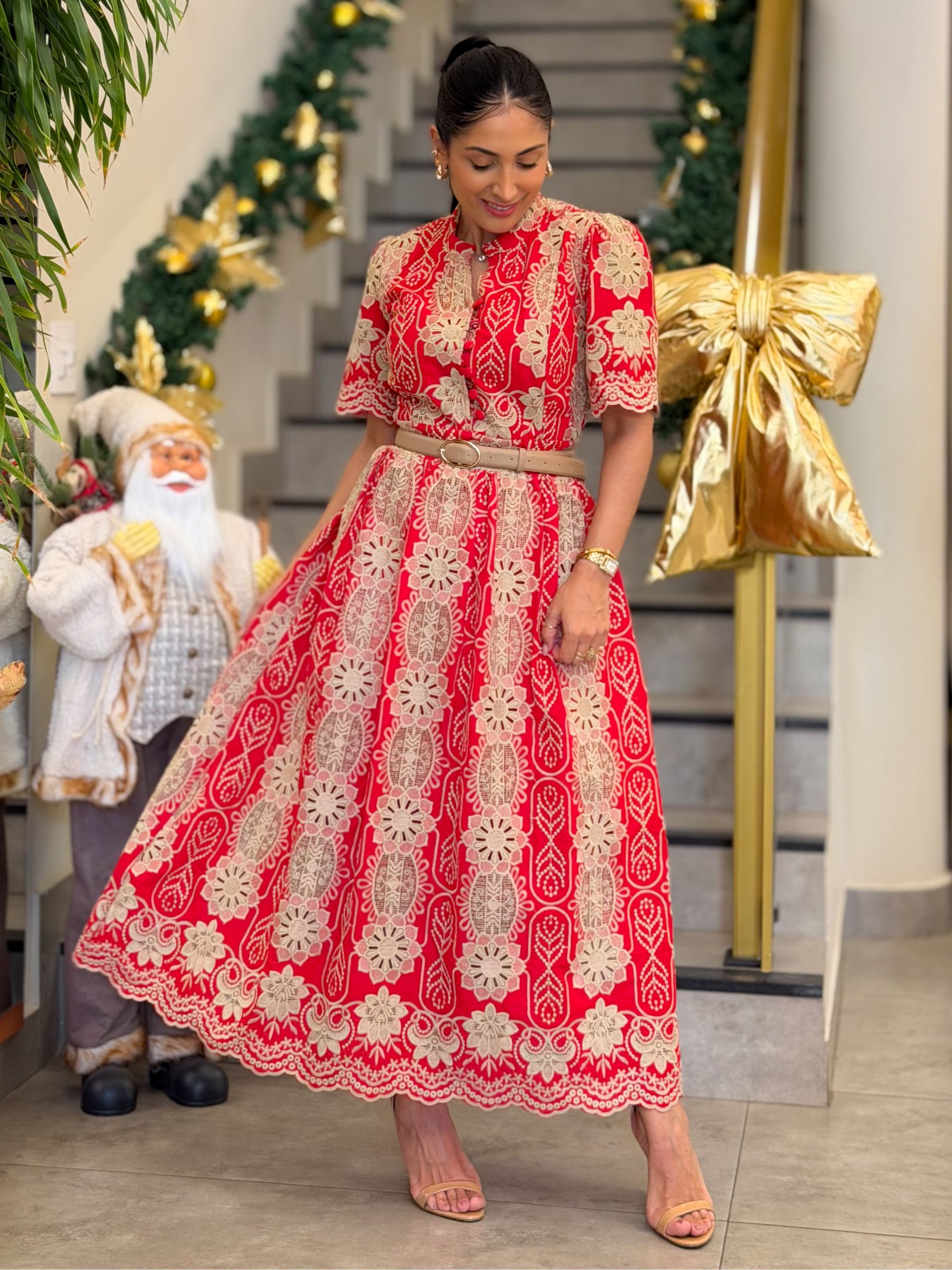 Vestido Grazi Vermelho - Por Katia Vilar Moda Clássica 