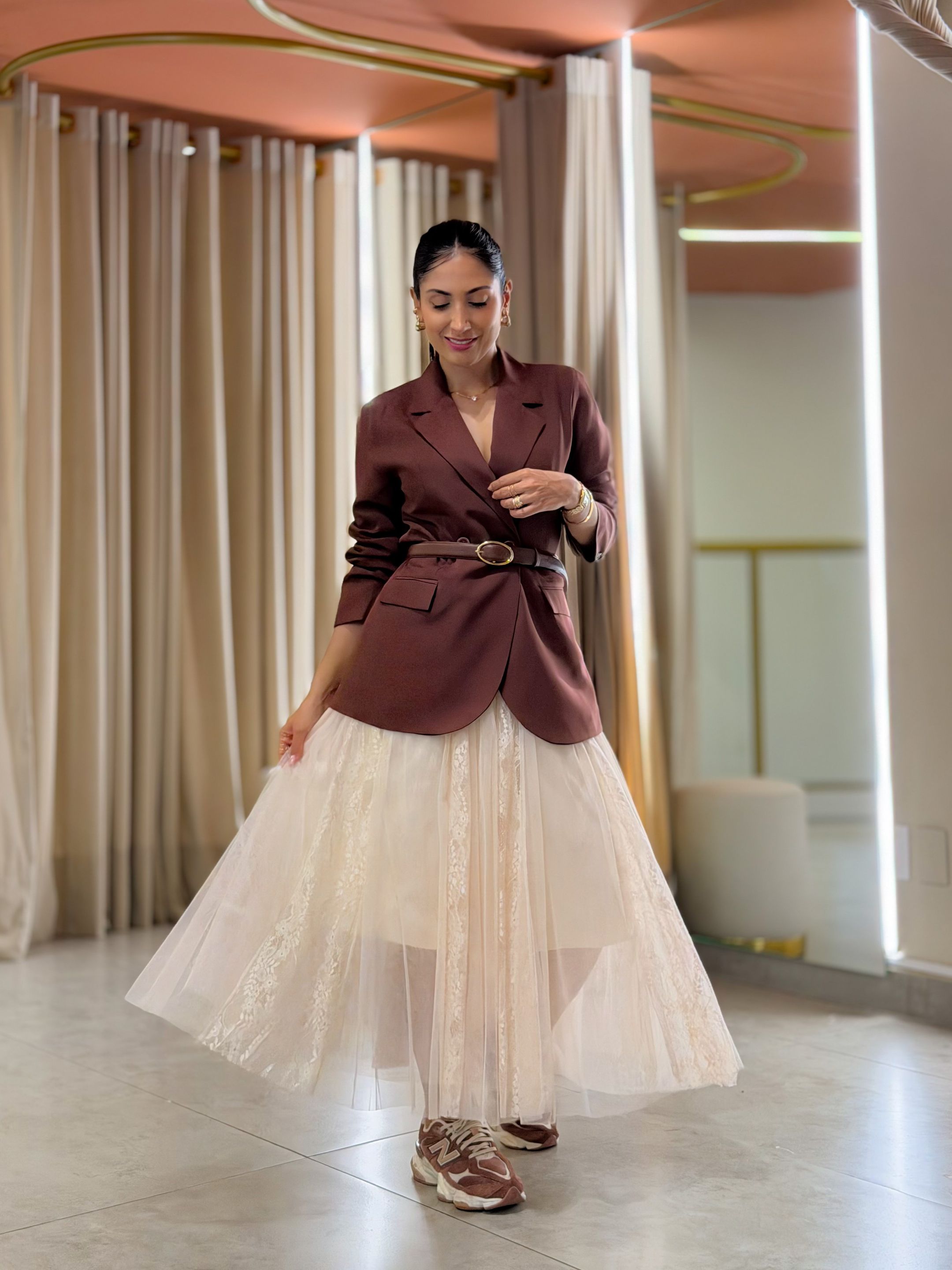 Saia Lara Creme - Por Katia Vilar Moda Clássica 