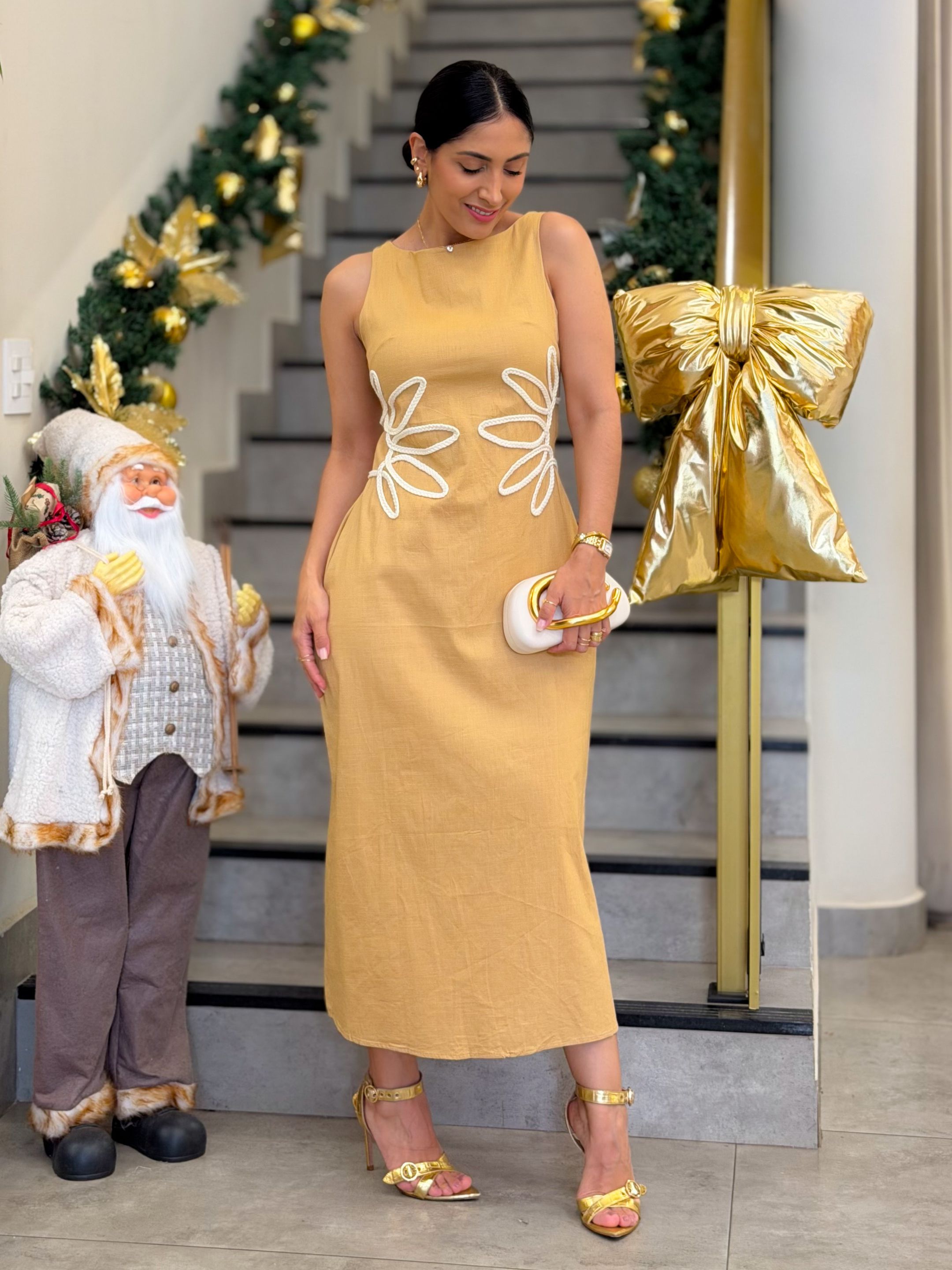 Vestido Ayla Caramelo - Por Katia Vilar Moda Clássica 