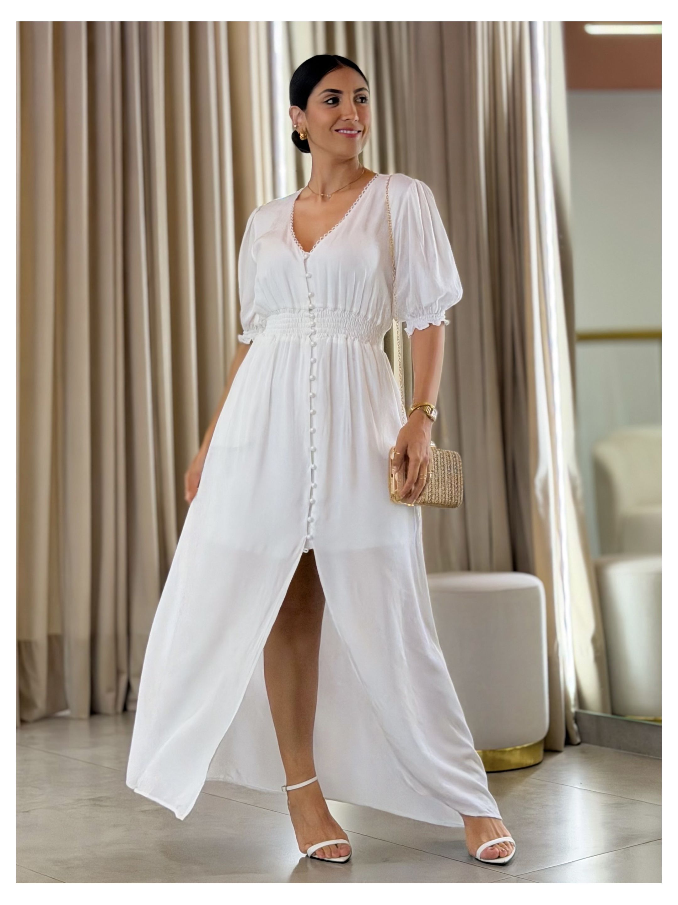 Vestido Jane Branco - Por Katia Vilar Moda Clássica 