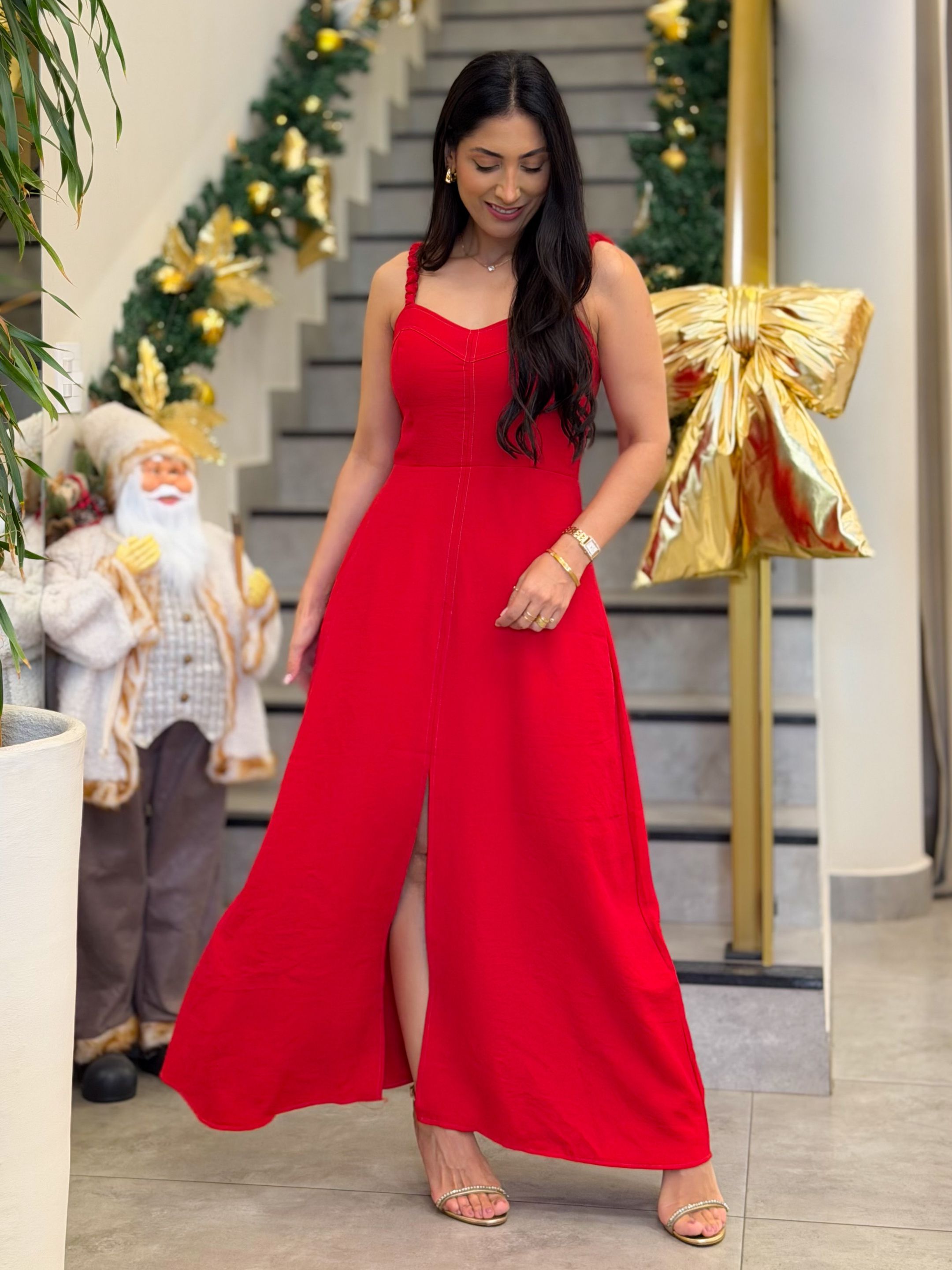 Vestido Monique Vermelho - Por Katia Vilar Moda Clássica 