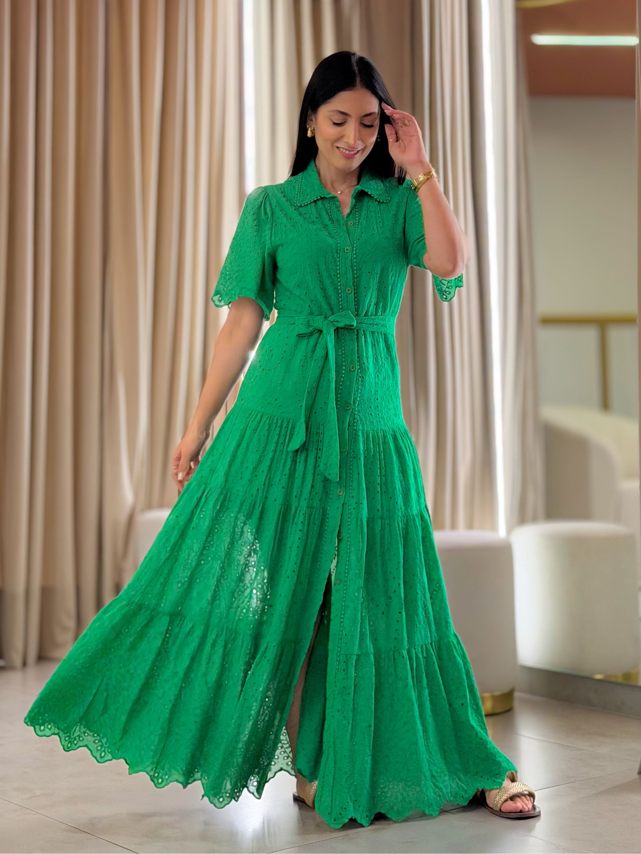Vestido Alana Verde - Por Katia Vilar Moda Clássica 