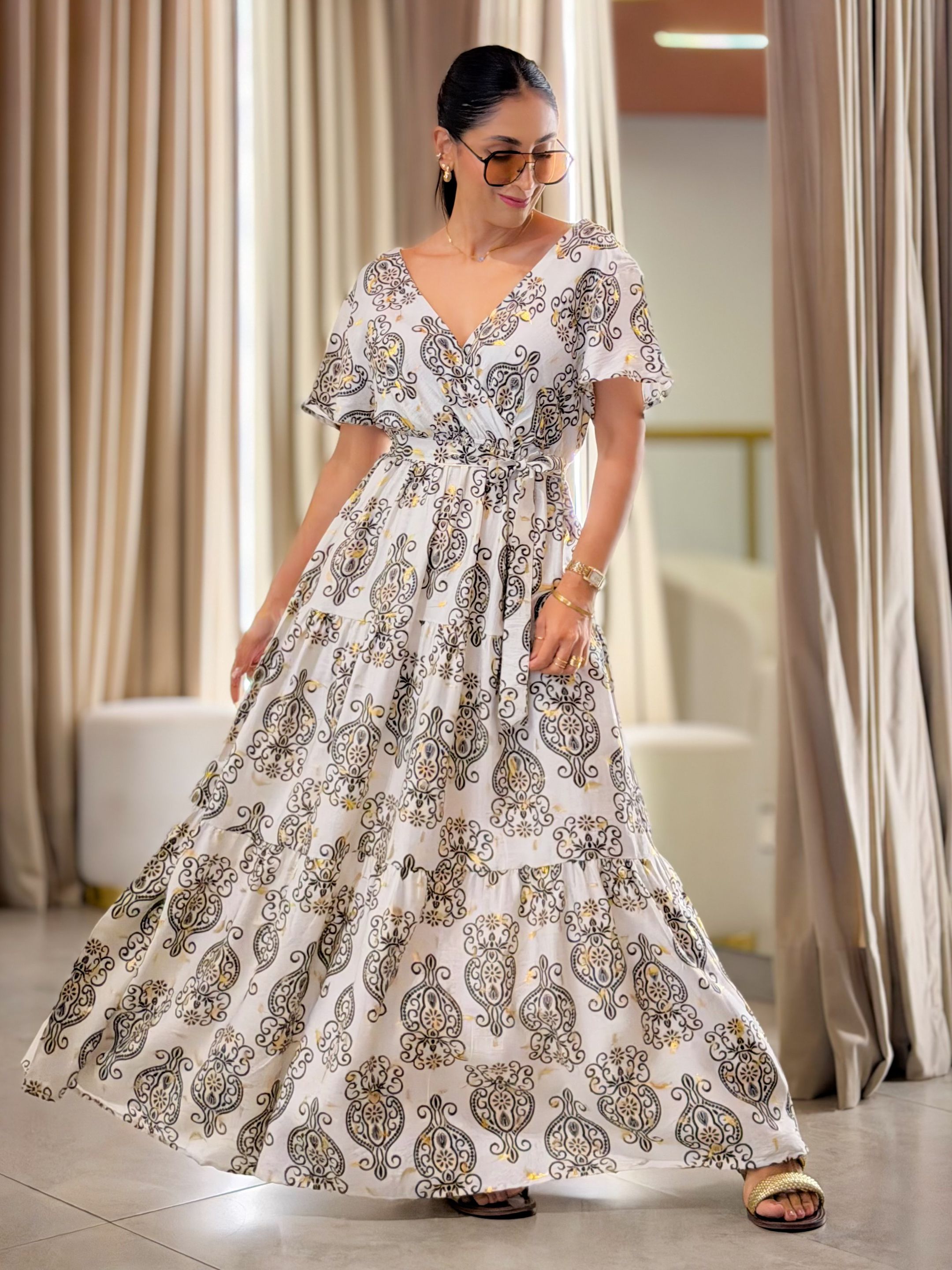 Vestido Vitoria Off White - Por Katia Vilar Moda Clássica 