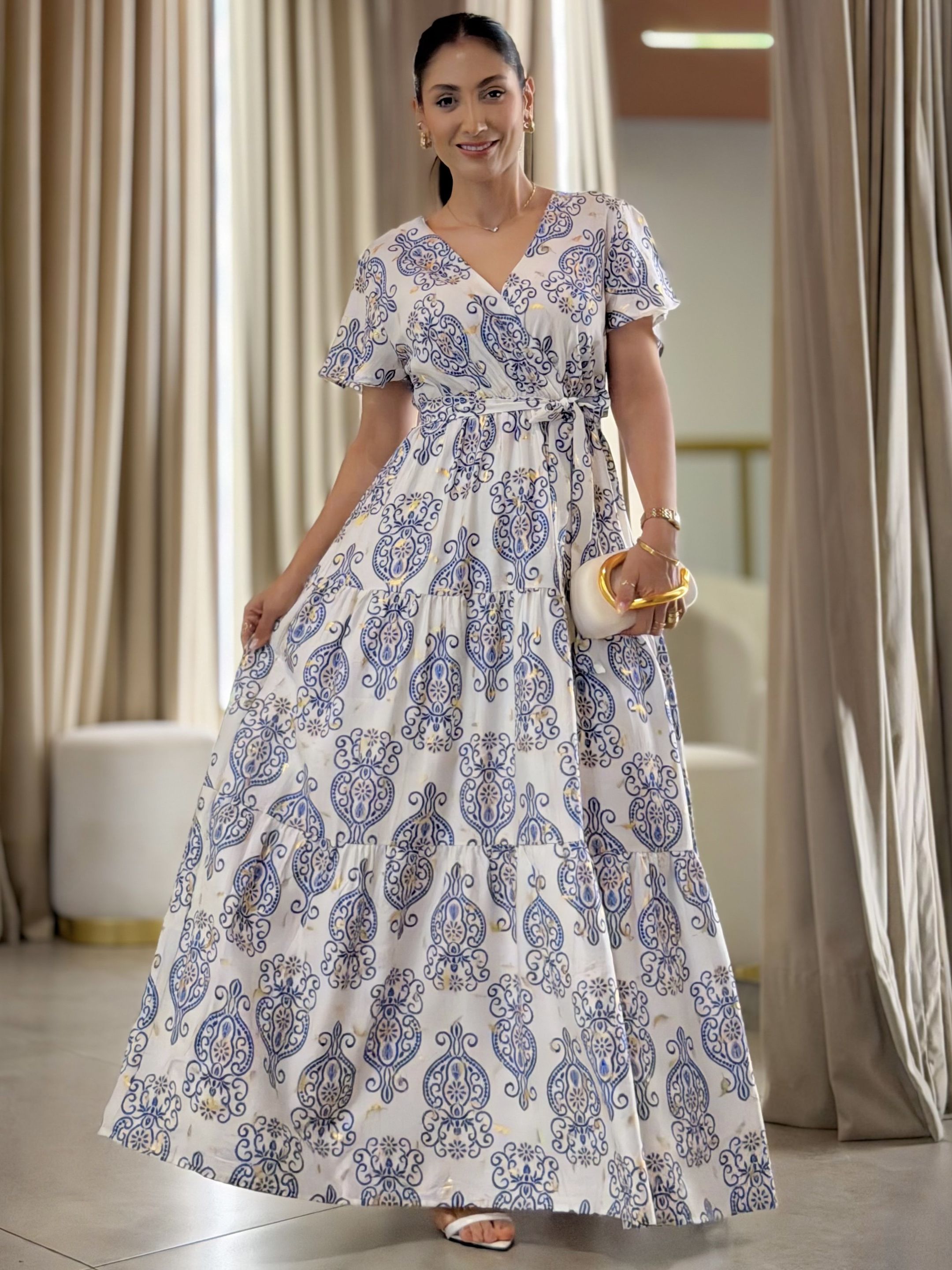 Vestido Vitoria Azul - Por Katia Vilar Moda Clássica 