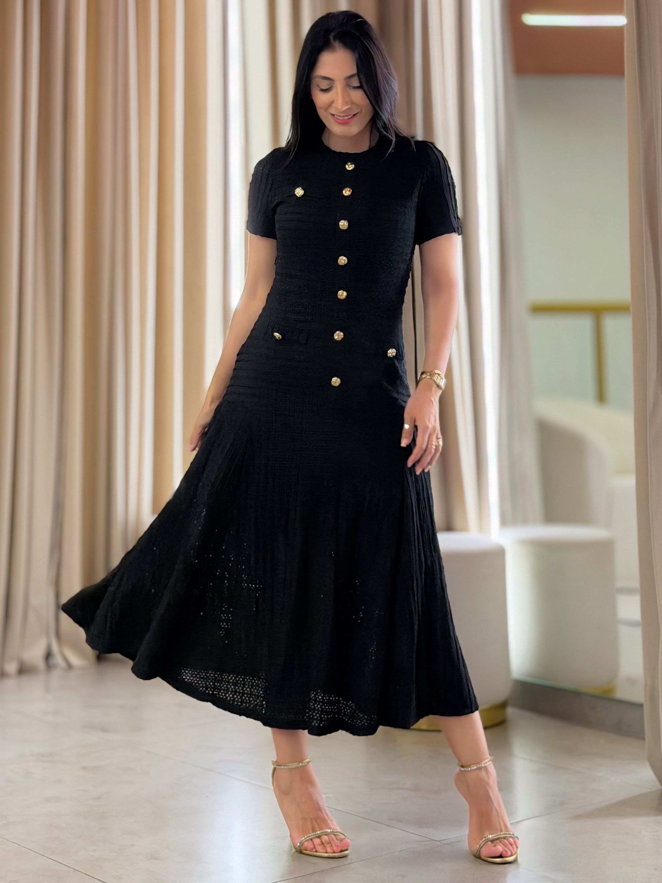 Vestido Elisabet Preto - Por Katia Vilar Moda Clássica 