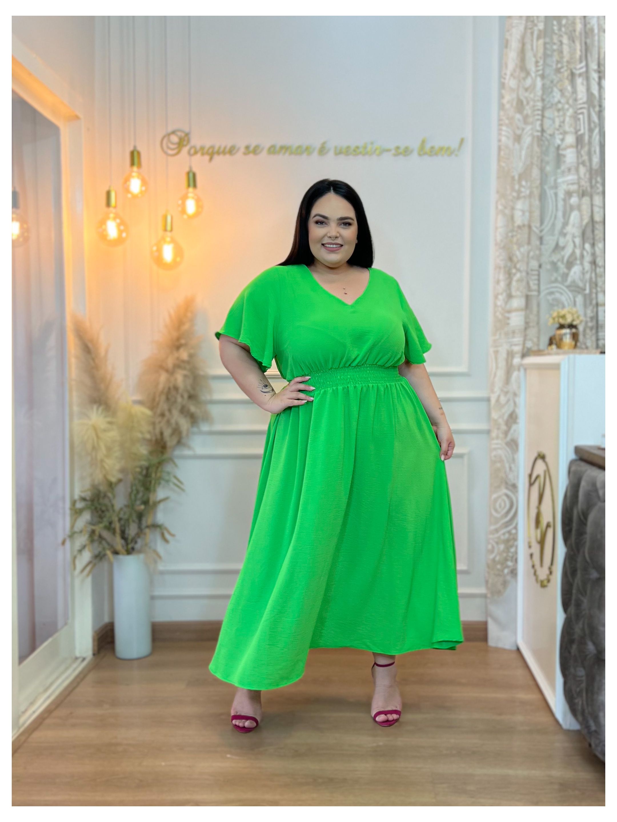 Vestido Rosy Verde - Por Katia Vilar Moda Clássica 