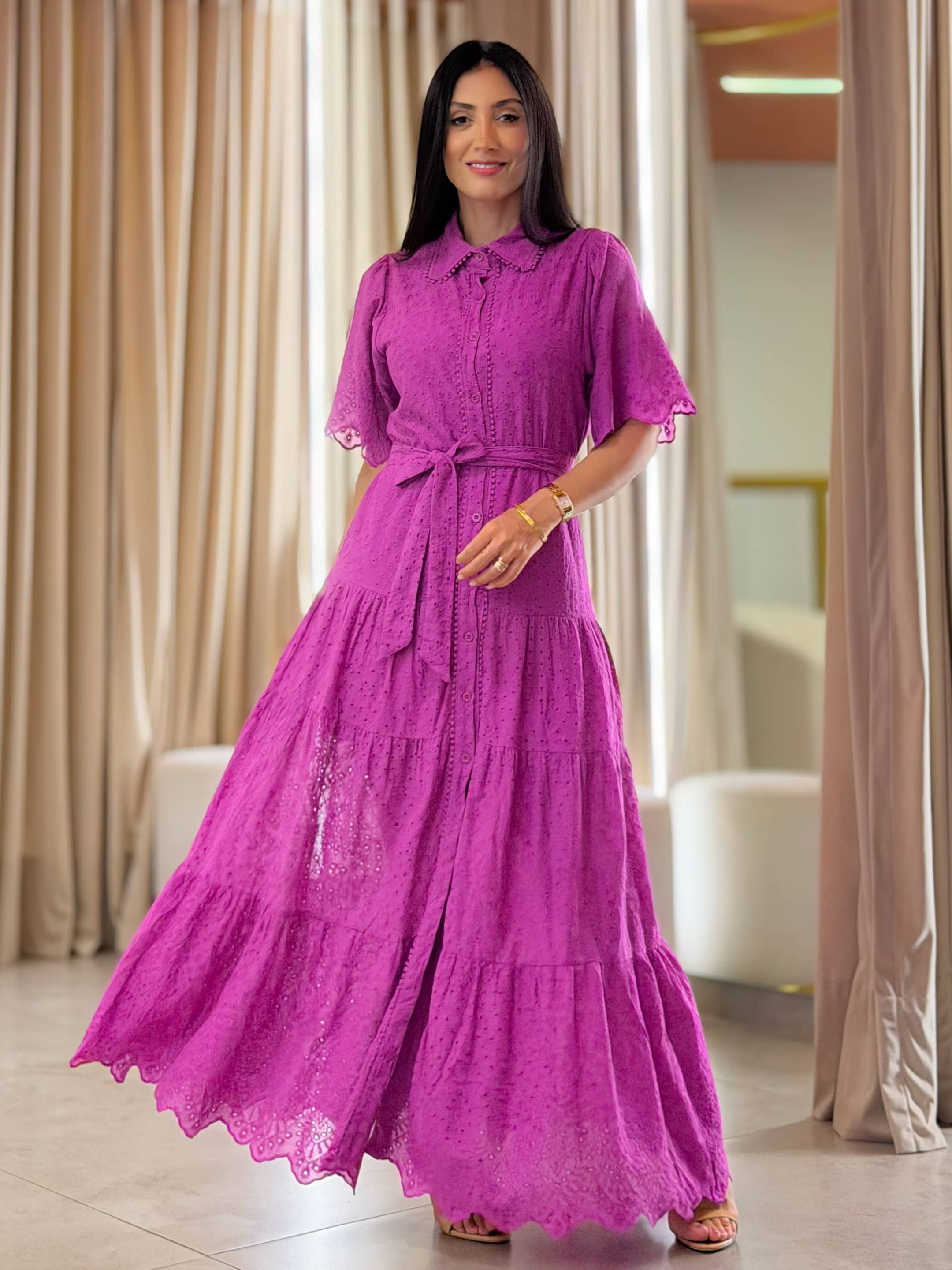 Vestido Alana Fucsia - Por Katia Vilar Moda Clássica 