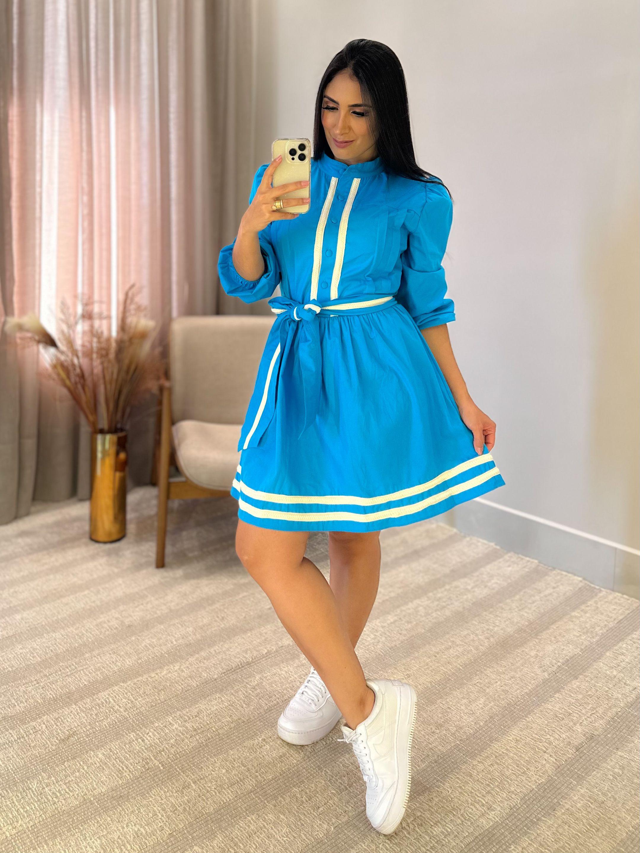 Vestido Sofie Azul - Por Katia Vilar Moda Clássica 