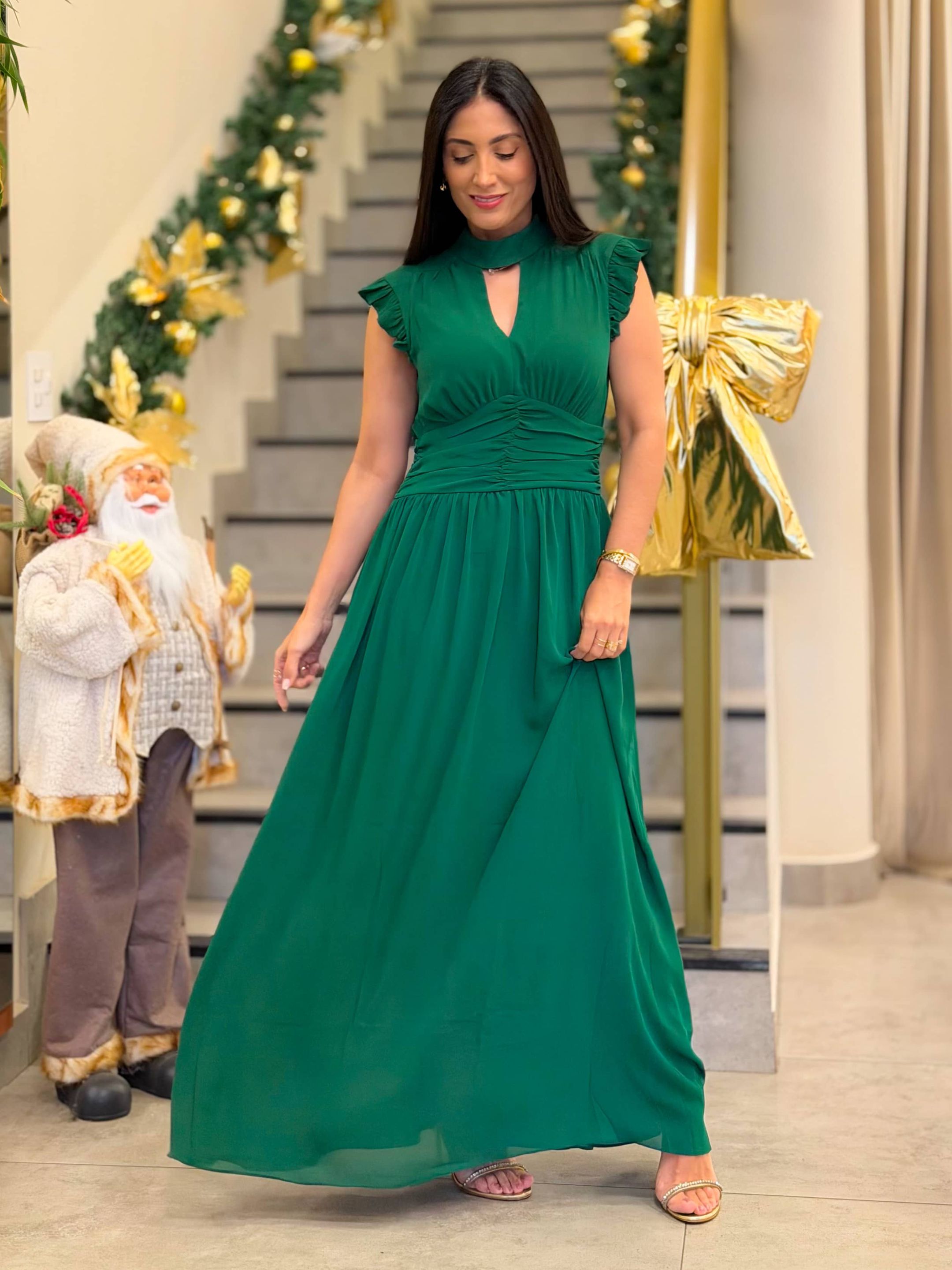 Vestido Emili Verde - Por Katia Vilar Moda Clássica 