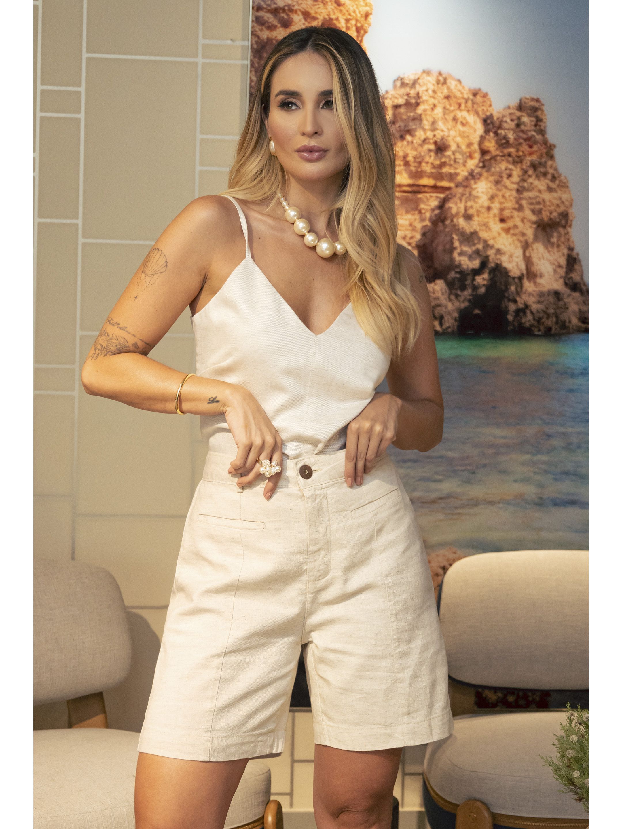 Bermuda Alfaiataria Linho - 19... - SIENA JEANS 